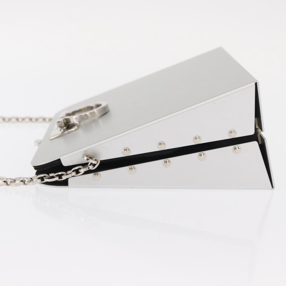 Salvatore Ferragamo Vintage Gancini Chain Leather Silver Stainless_Steel Shoulder Bag Bag (Pre-Owned)