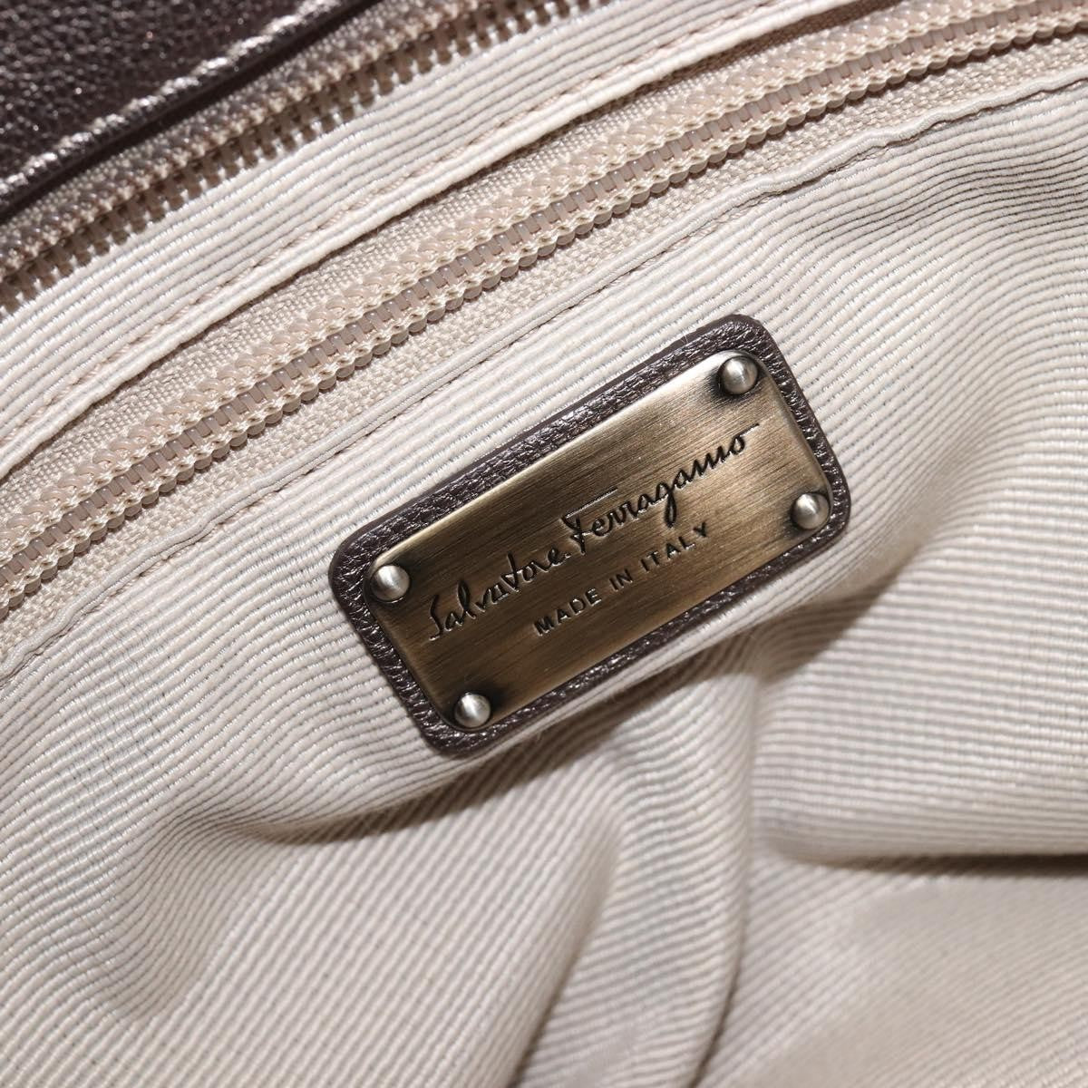 Salvatore Ferragamo Vala Tote Leather Silver Leather Tote Bag Bag (Pre-Owned)