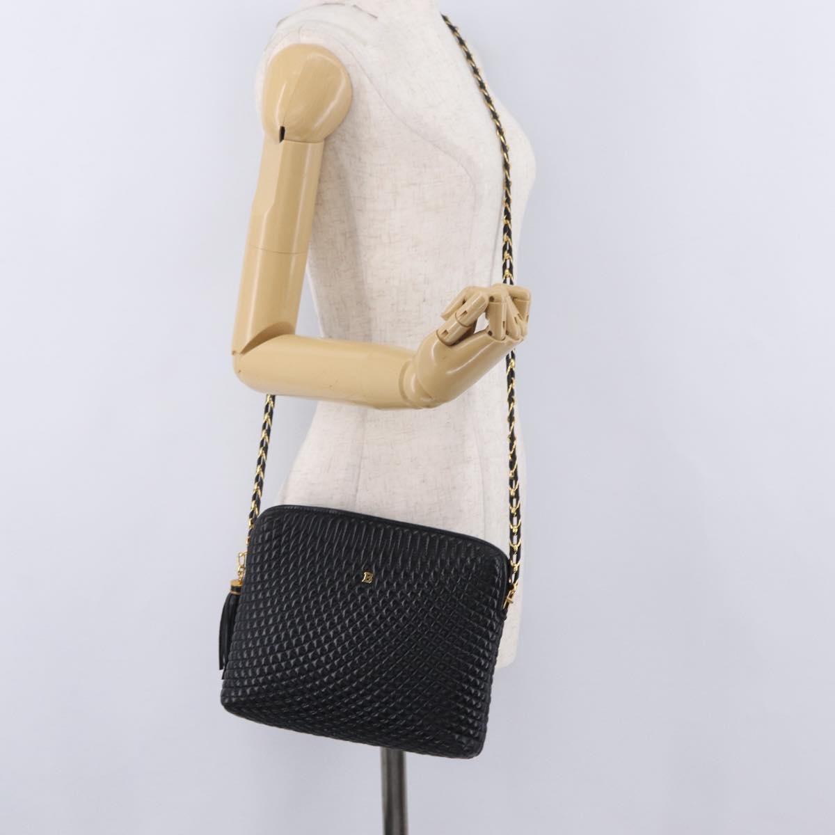 Bally Vintage Chain Quilted Leather Black Leather Shoulder Bag Bag (Pre-Owned)