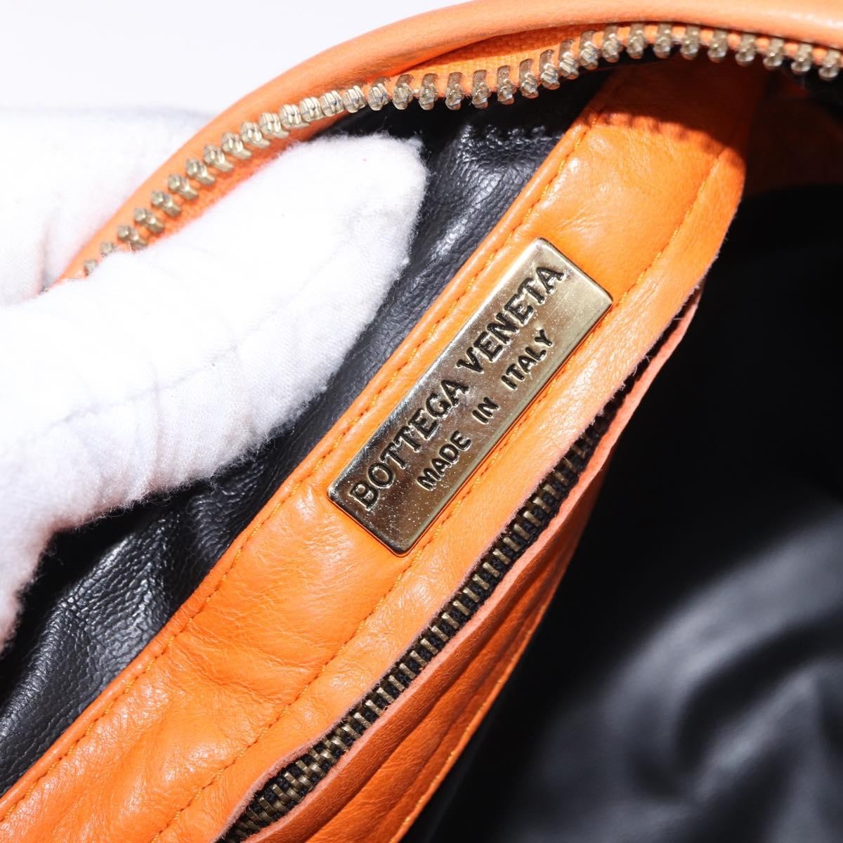 Bottega Veneta Nodini Intrecciato Nappa Orange Leather Shoulder Bag Bag (Pre-Owned)