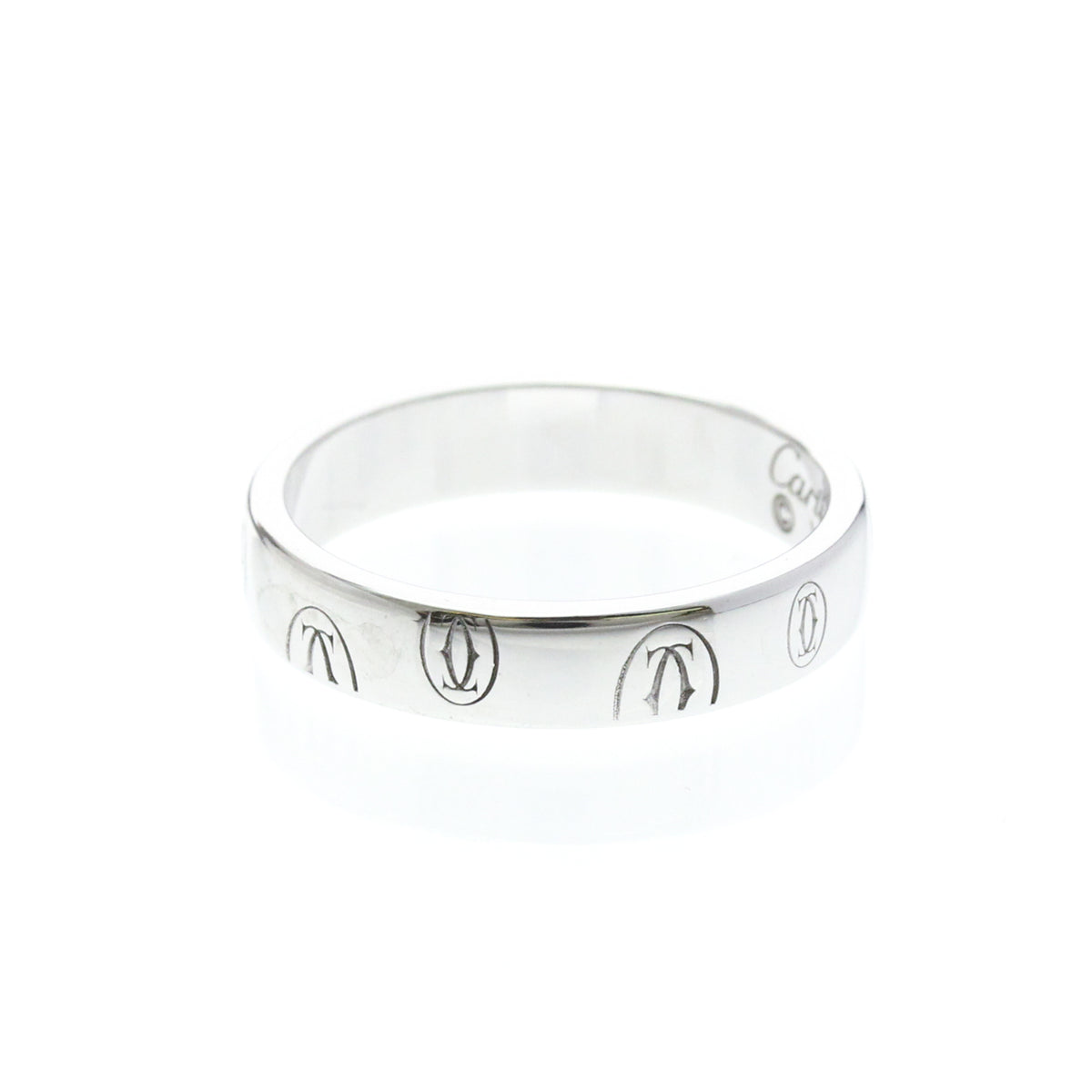 Cartier C De Cartier Happy Birthday Band 18K White Gold Silver White_Gold Ring Jewelry (Pre-Owned)