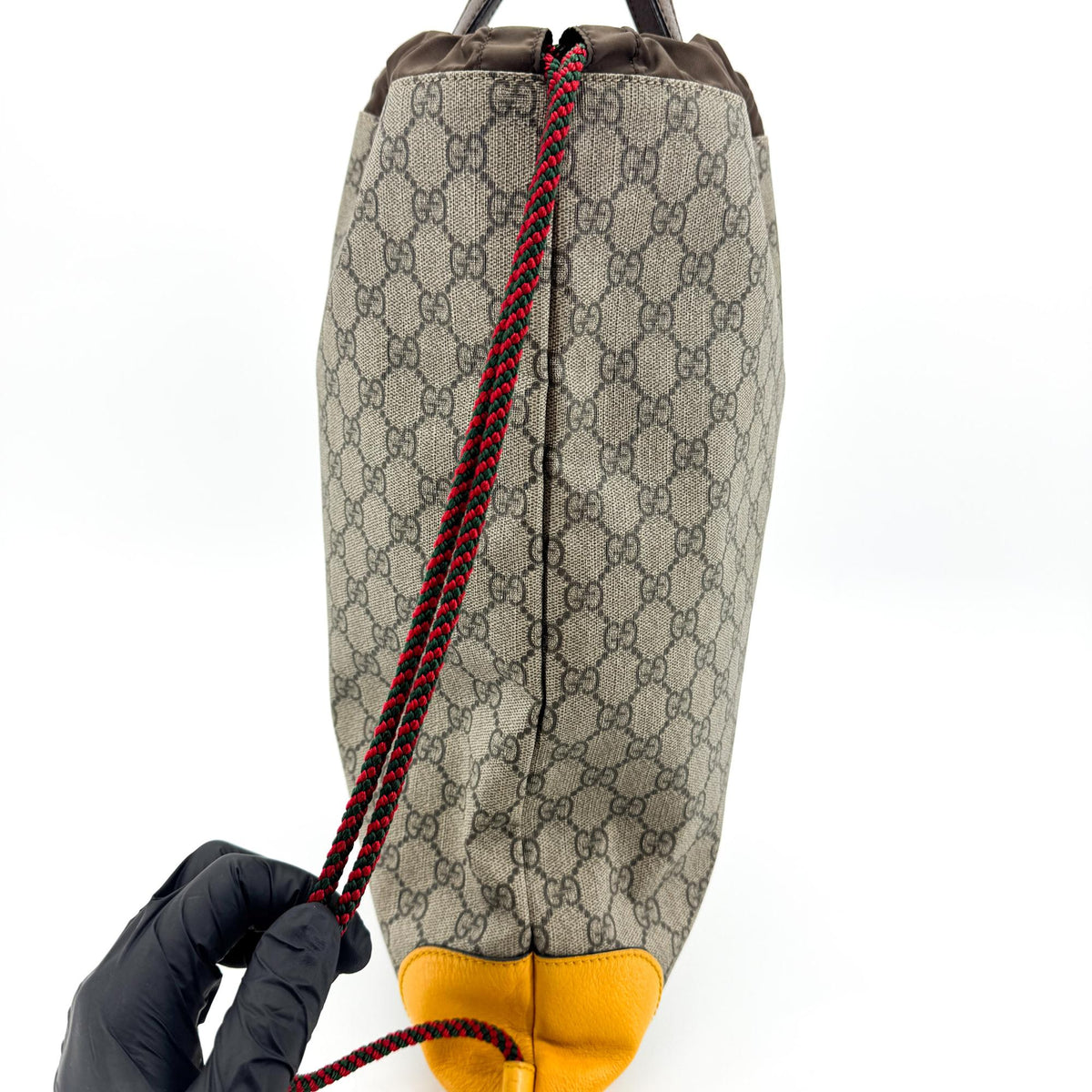 Gucci Neo Vintage Drawstring Gg Coated Canvas Brown Canvas Backpack Bag (Pre-Owned)