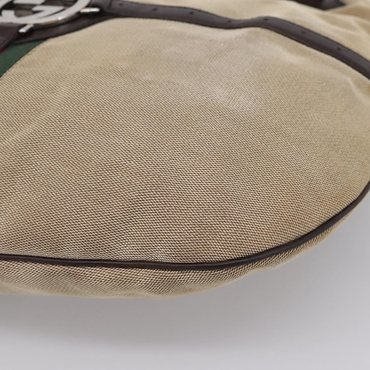 Gucci Reins Web Hobo Canvas Beige Canvas Shoulder Bag Bag (Pre-Owned)