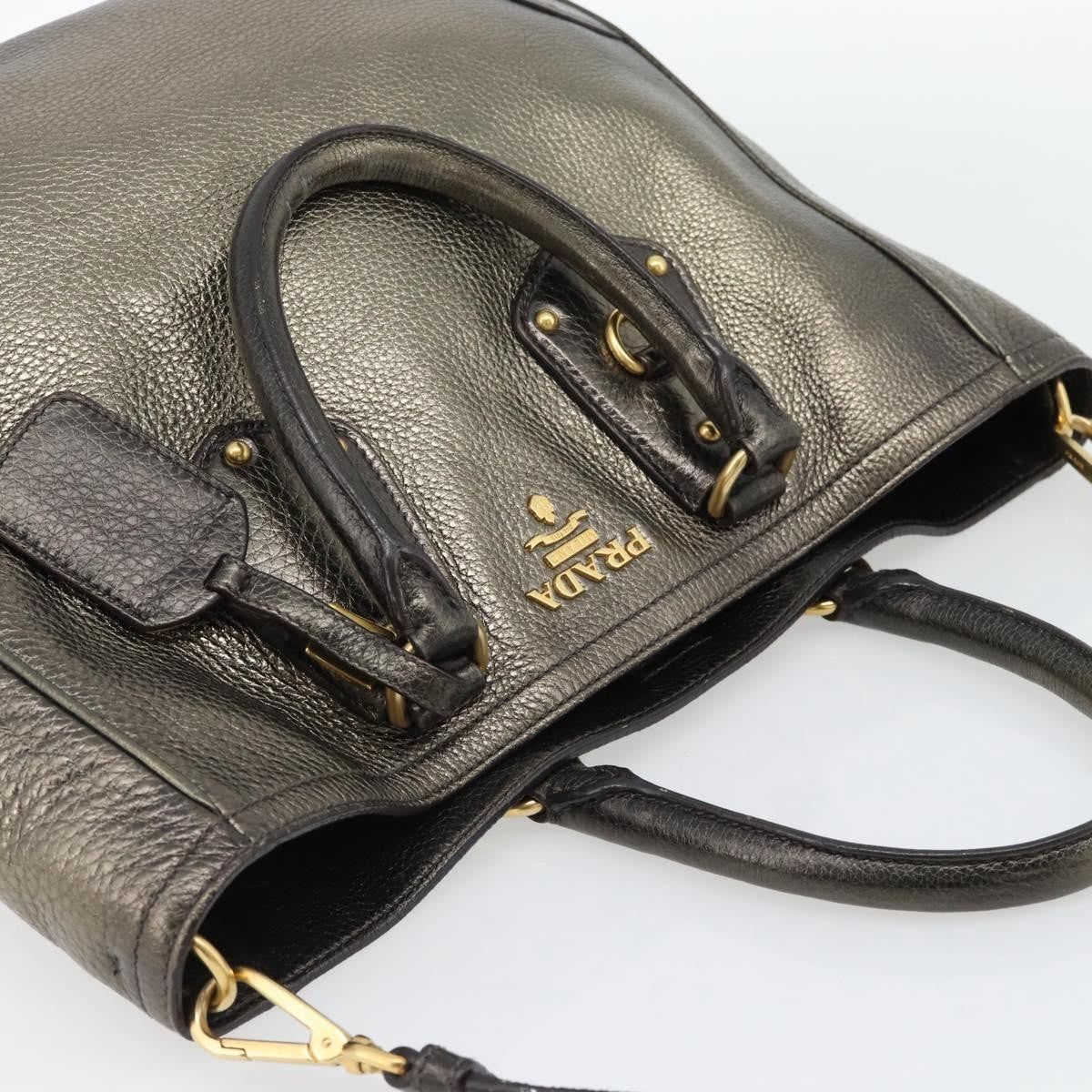 Prada Braided Handle Open Tote Vitello Daino Gold Leather Tote Bag Bag (Pre-Owned)