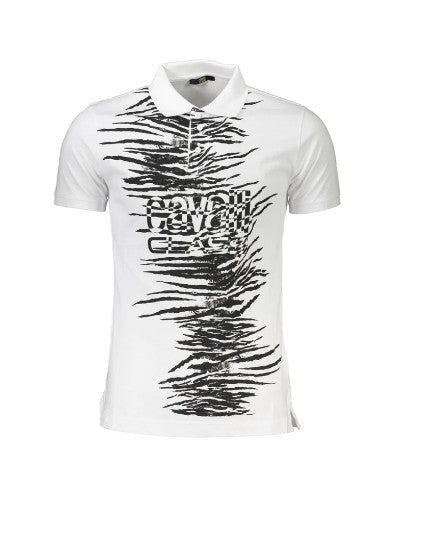 Cavalli Class Men's Graphic White Polo