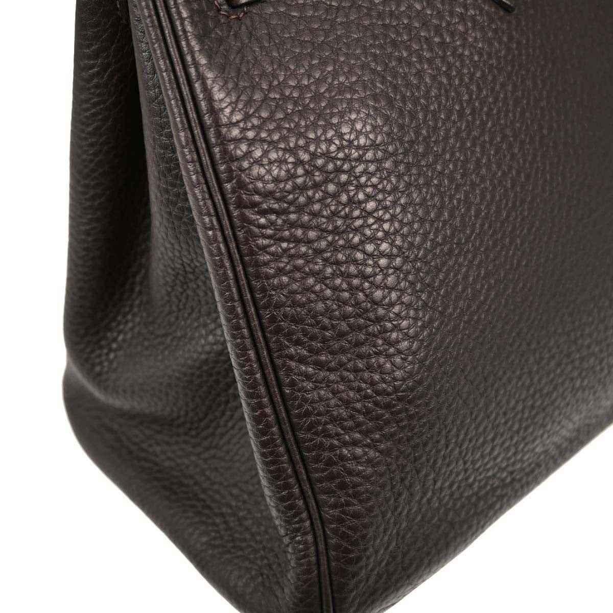 Hermes Birkin Chocolat Taurillon Clemence Brown Leather Handbag (Pre-Owned)