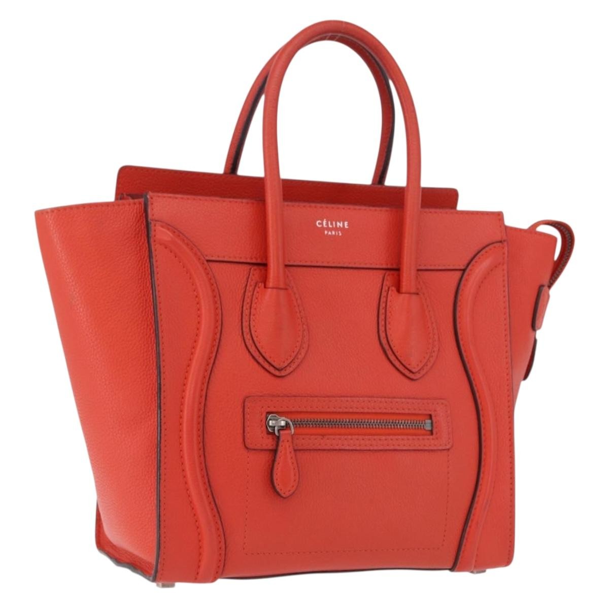 Celine Luggage Smooth Leather Red Leather Handbag (Pre-Owned)