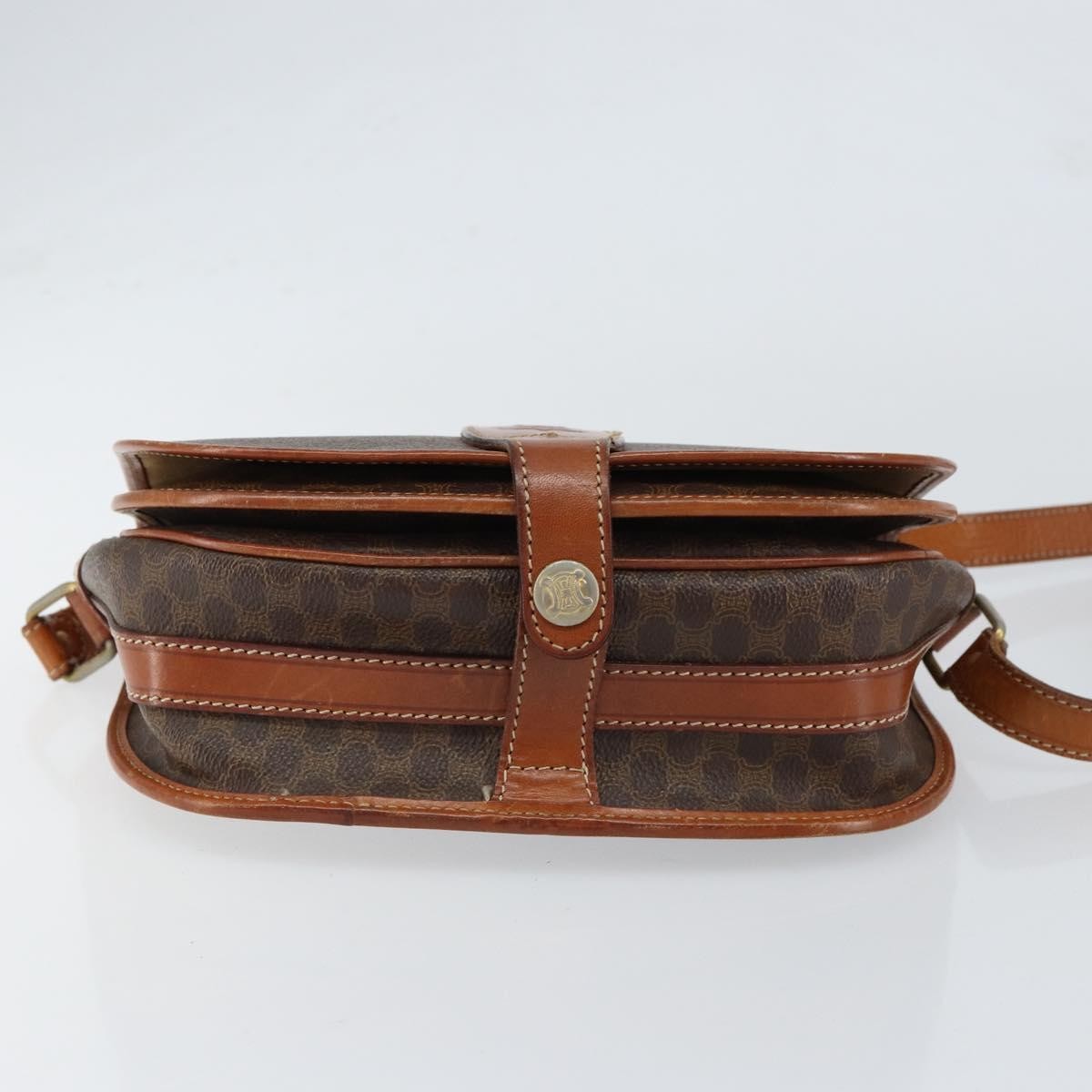 Celine Vintage Macadam Canvas And Leather Brown Canvas Shoulder Bag Bag (Pre-Owned)
