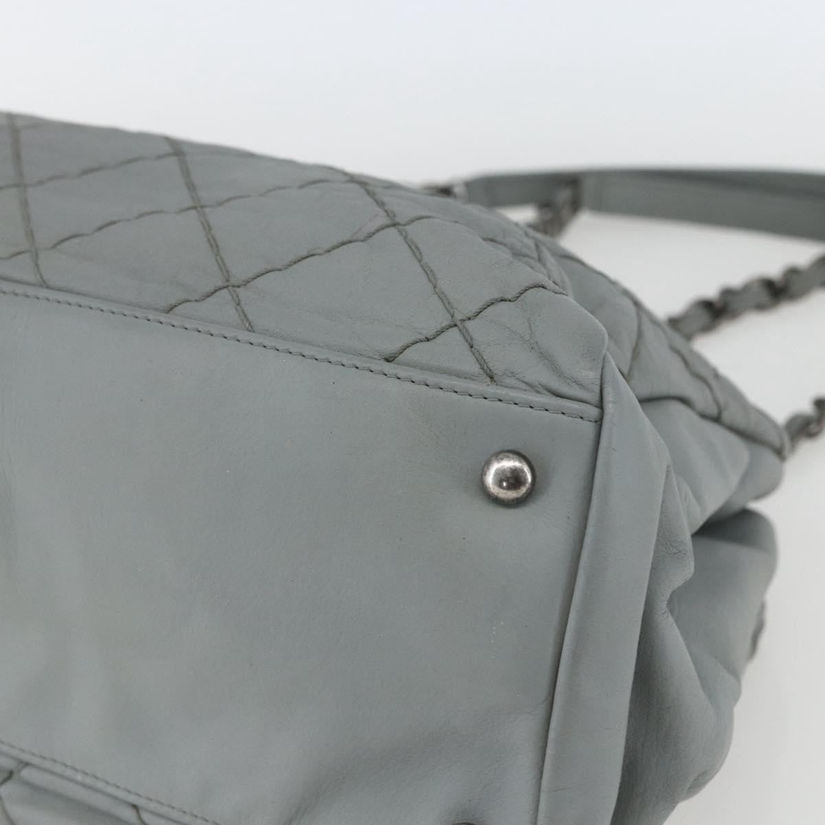 Chanel Just Mademoiselle Quilted Leather Gray Leather Shoulder Bag Bag (Pre-Owned)