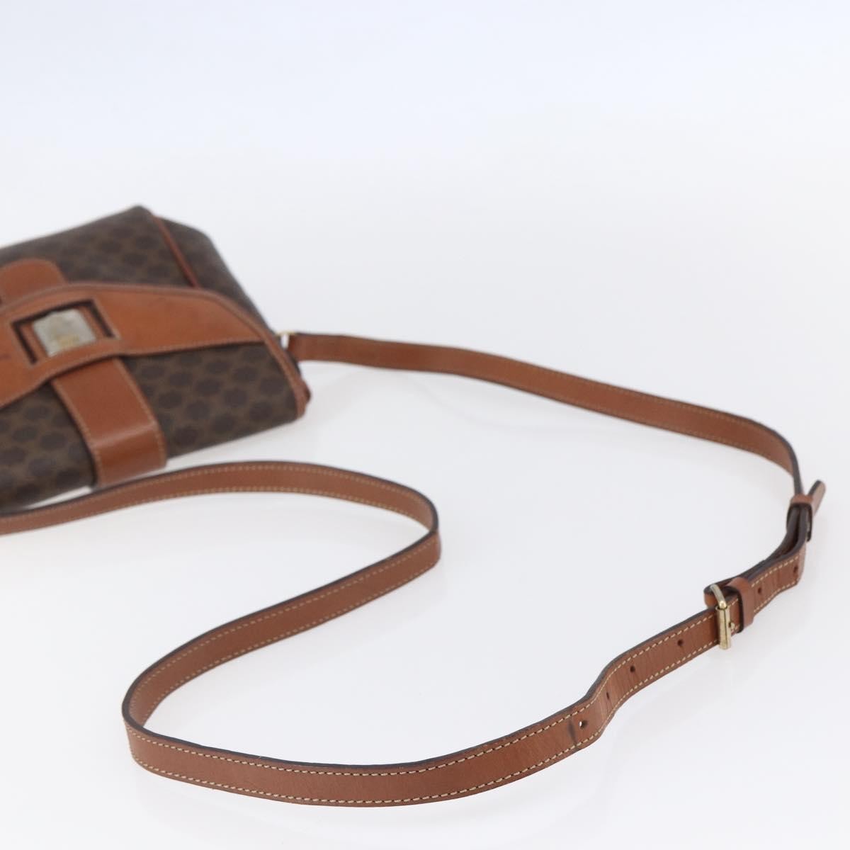 Celine Vintage Macadam Canvas And Leather Brown Canvas Shoulder Bag Bag (Pre-Owned)