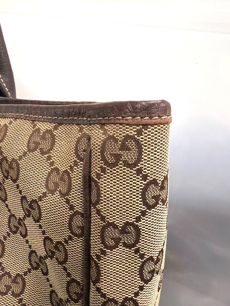 Gucci Princy Tote Gg Canvas And Leather Brown Canvas Tote Bag Bag (Pre-Owned)
