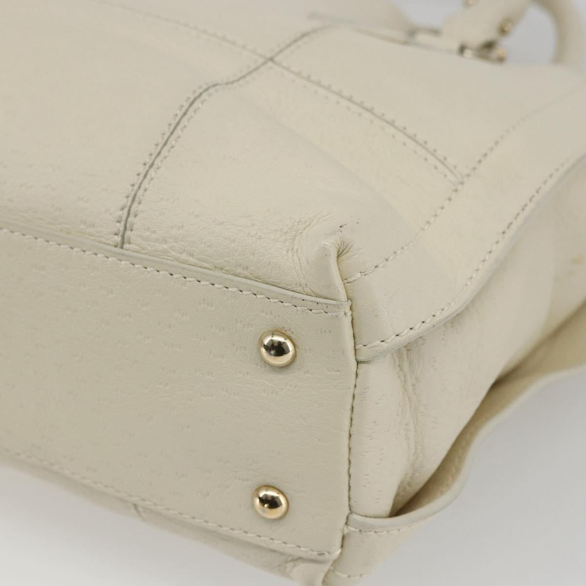 Salvatore Ferragamo Gancini Leather White Leather Handbag (Pre-Owned)