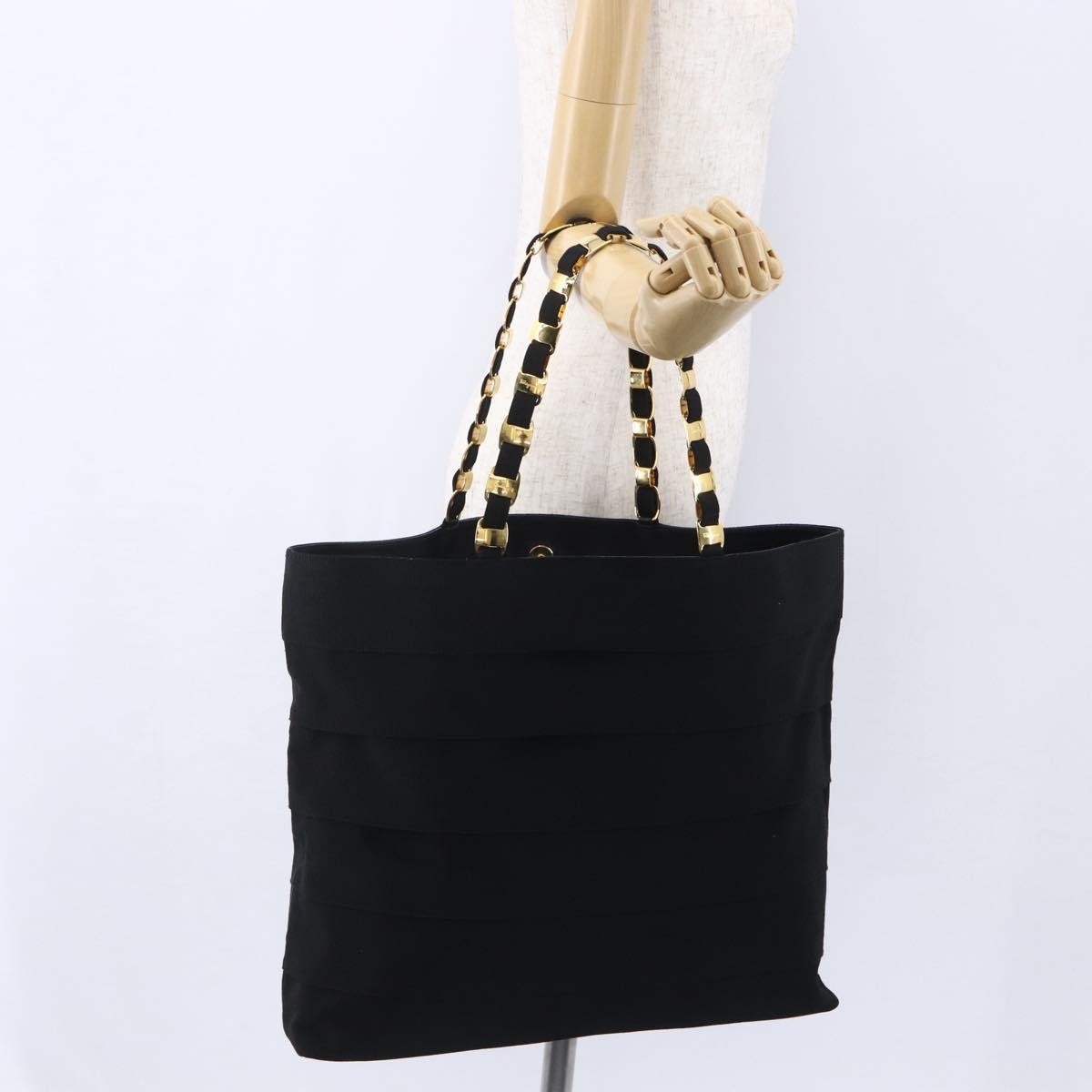 Salvatore Ferragamo Vala Tote Canvas Black Canvas Tote Bag Bag (Pre-Owned)