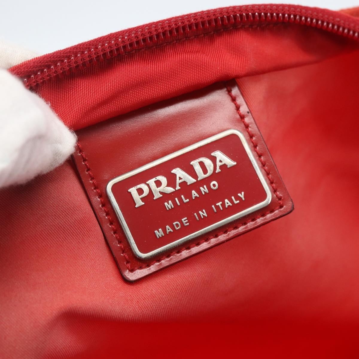 Prada Zip Top Messenger Tessuto Red Nylon Shoulder Bag Bag (Pre-Owned)