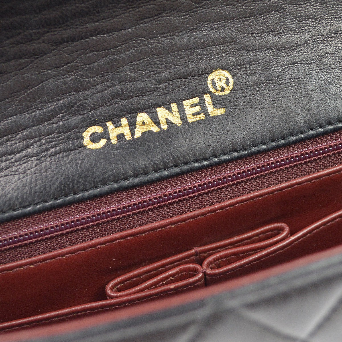 Chanel Vintage Full Flap Quilted Lambskin Black Leather Shoulder Bag Bag (Pre-Owned)