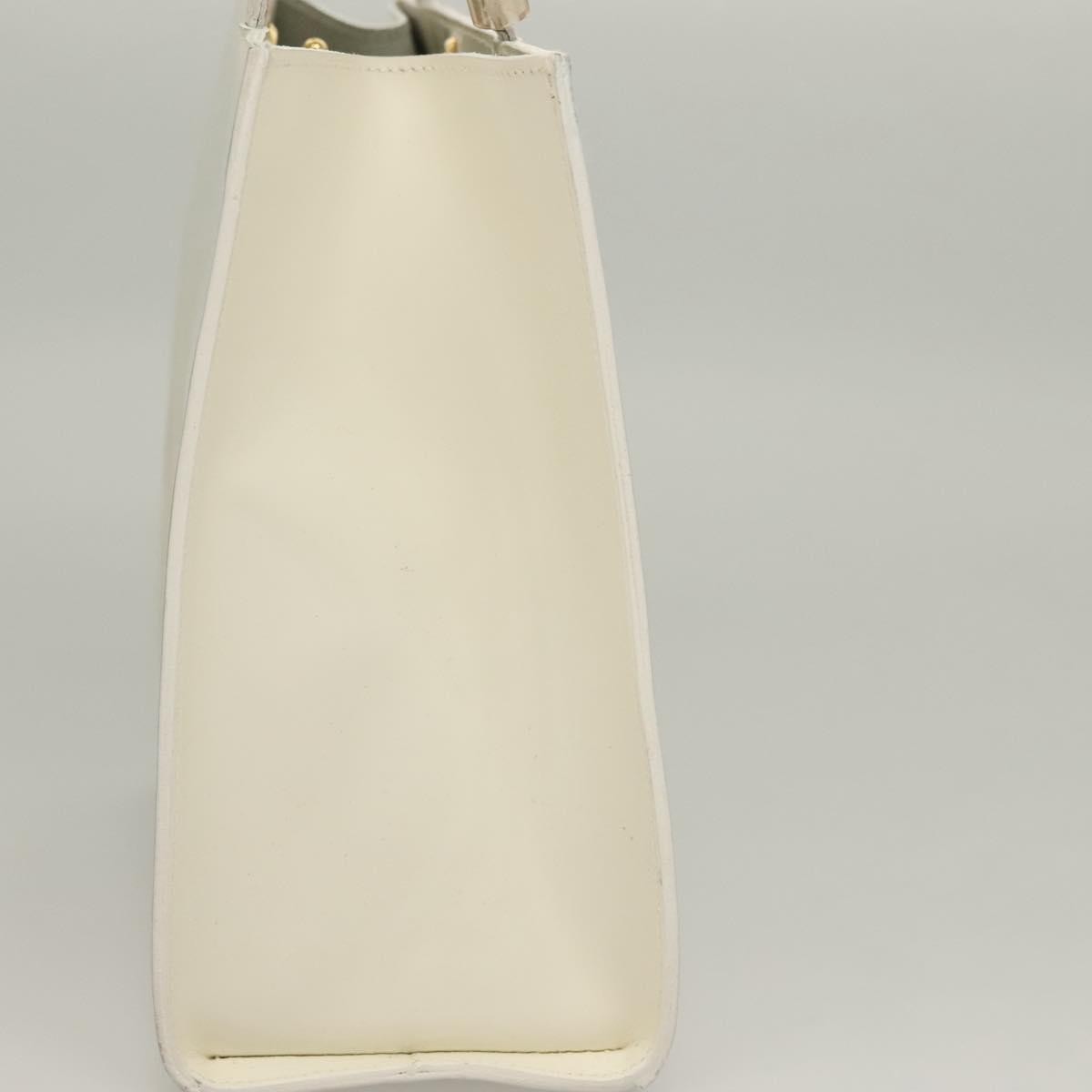 Salvatore Ferragamo Vintage Patent Leather White Patent_Leather Handbag (Pre-Owned)