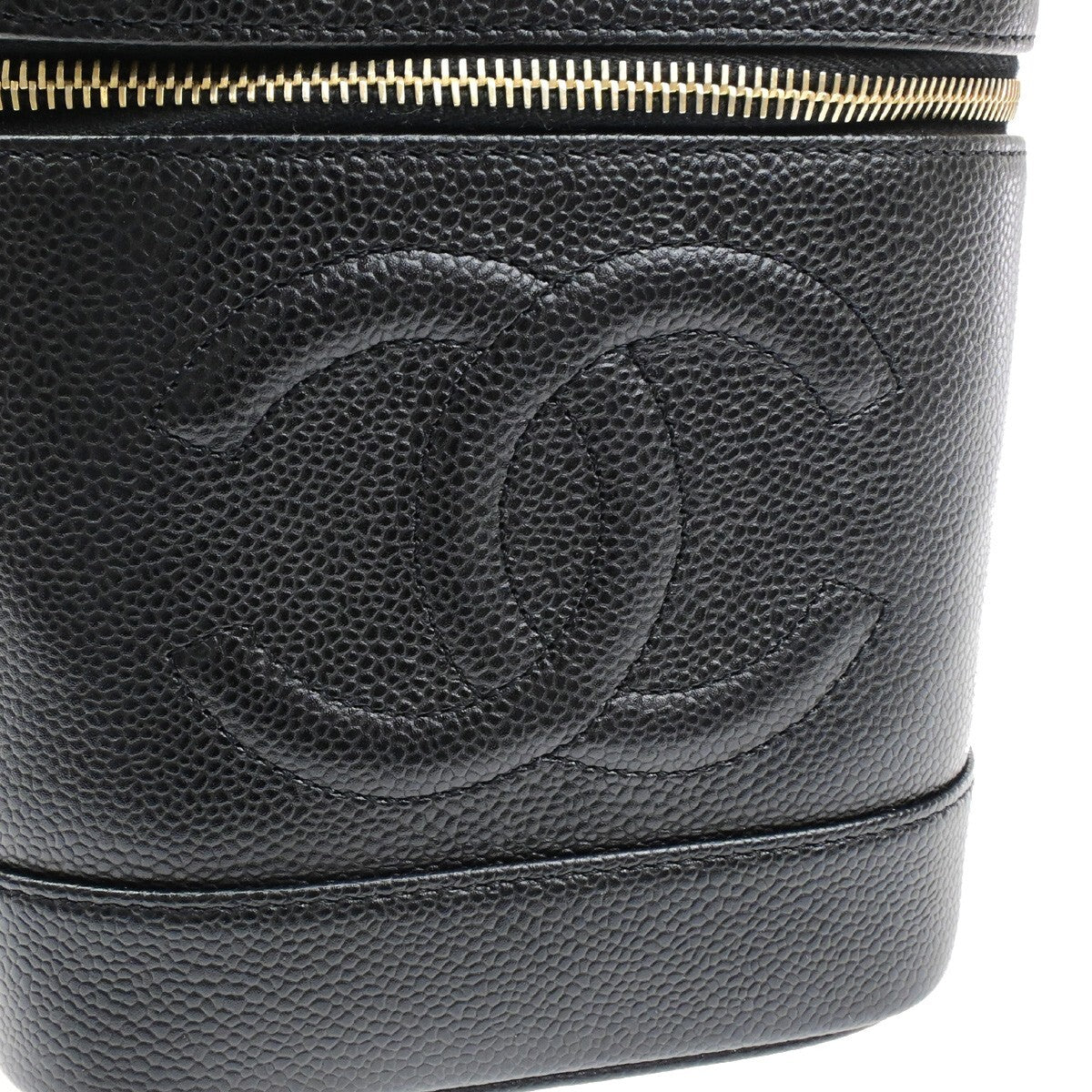 Chanel Vintage Timeless Cosmetic Case Caviar Black Calfskin Handbag (Pre-Owned)