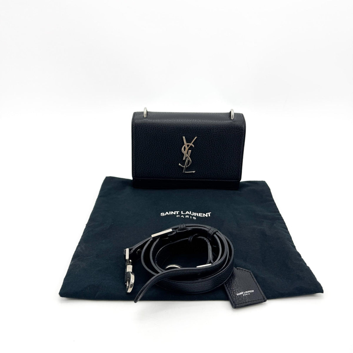 Saint Laurent Sunset Leather Black Leather Crossbody Bag Bag (Pre-Owned)