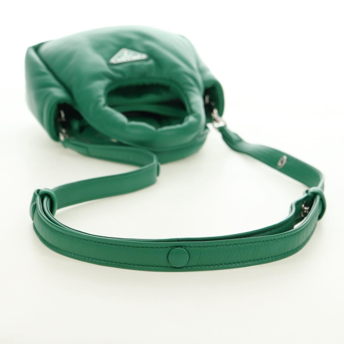 Prada Padded Soft Tote Leather Green Leather Handbag (Pre-Owned)