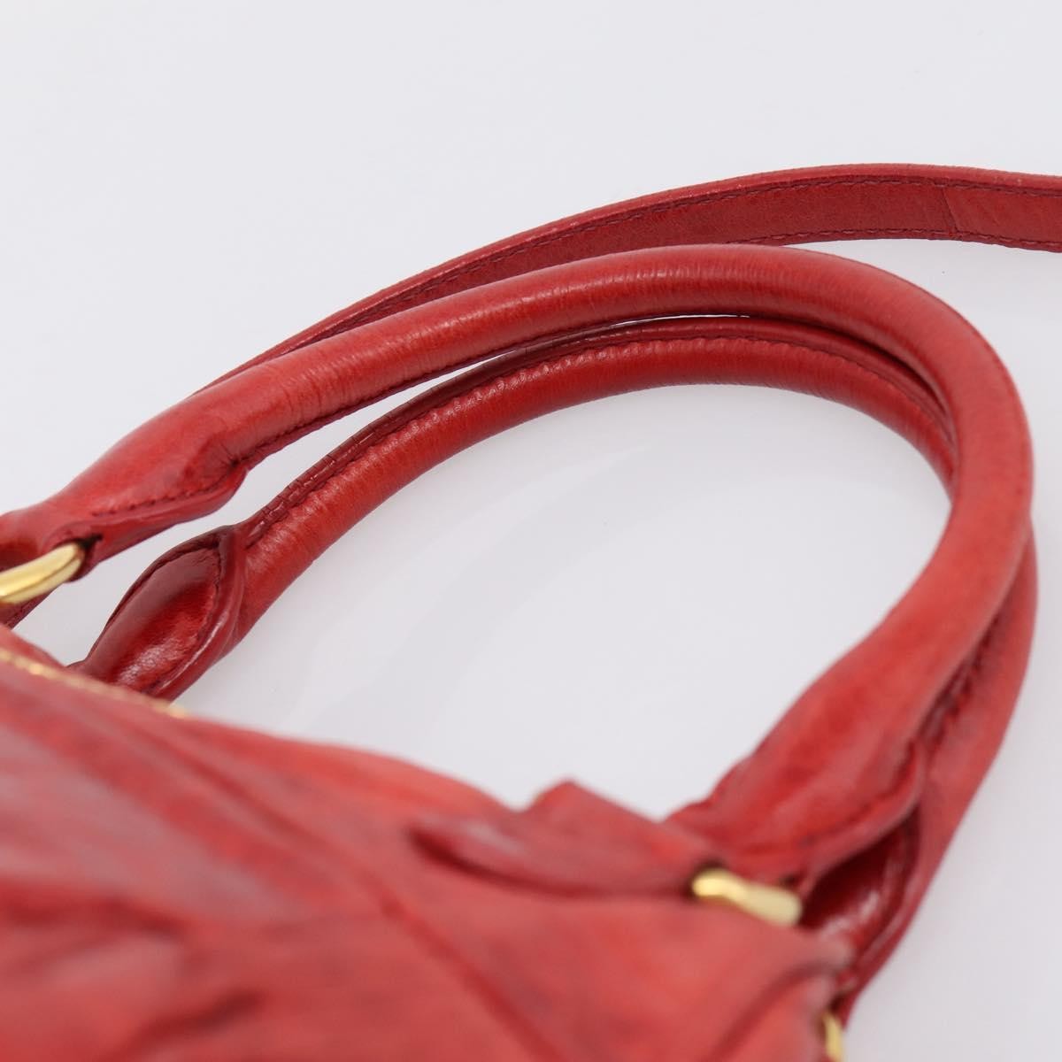 Miu Miu Coffer Convertible Satchel Matelasse Leather Red Leather Handbag (Pre-Owned)