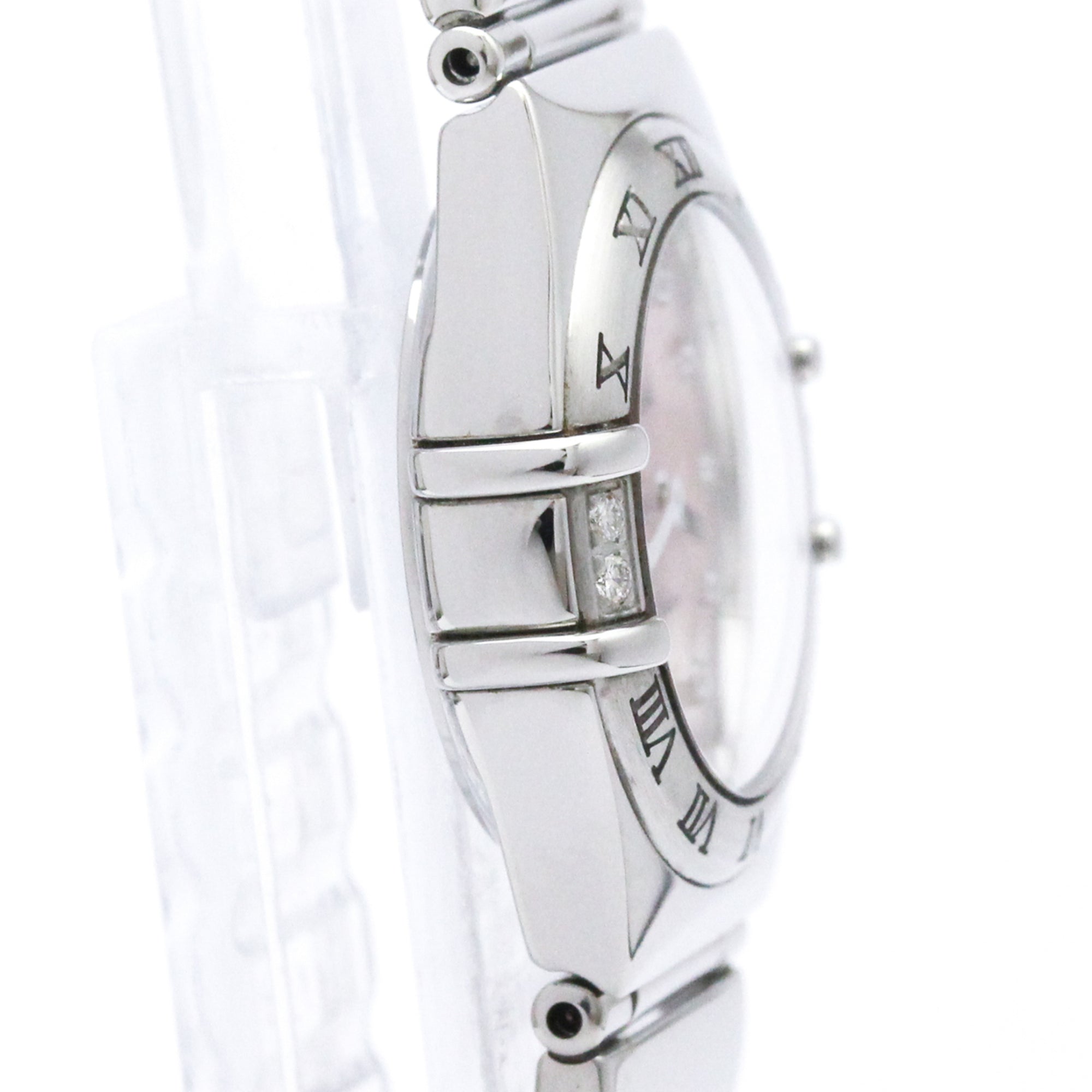 Omega Constellation Quartz Stainless Steel With Diamond Bezel And Mother Of Pearl Watch (Pre-Owned)