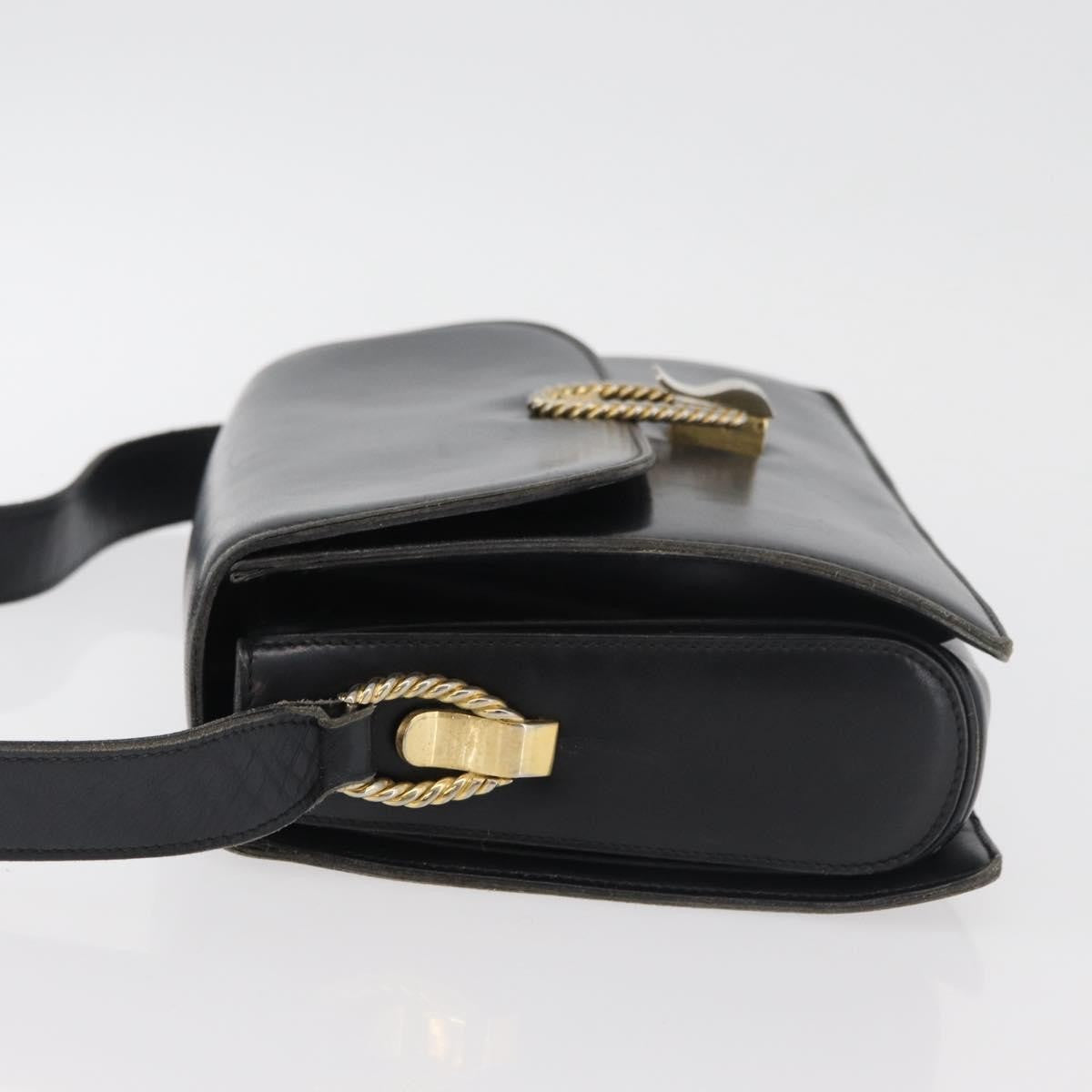 Celine Shoulder Leather Black Leather Shoulder Bag Bag (Pre-Owned)