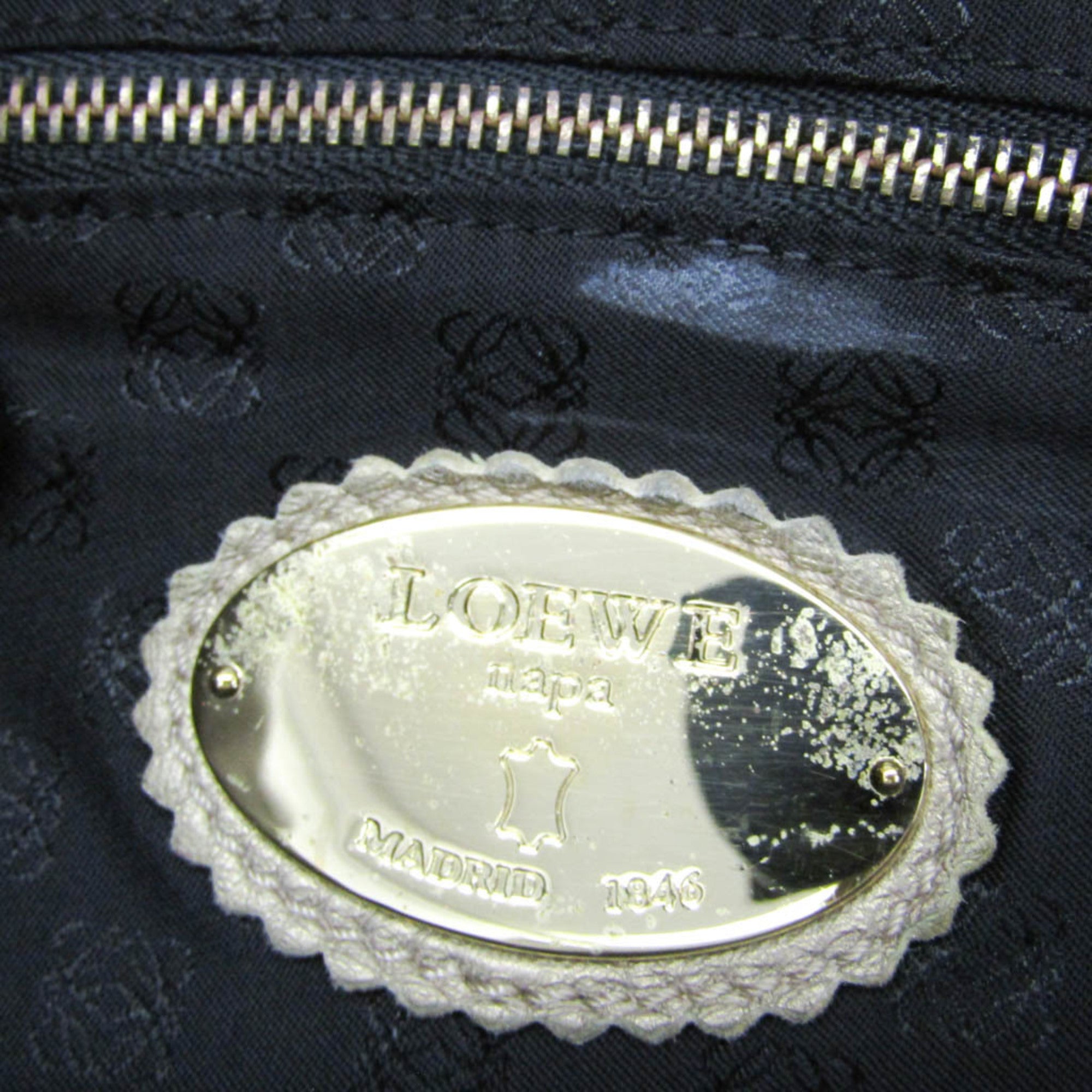 Loewe Anagram Logo Nappa Aire Hand Leather Gold Leather Handbag (Pre-Owned)