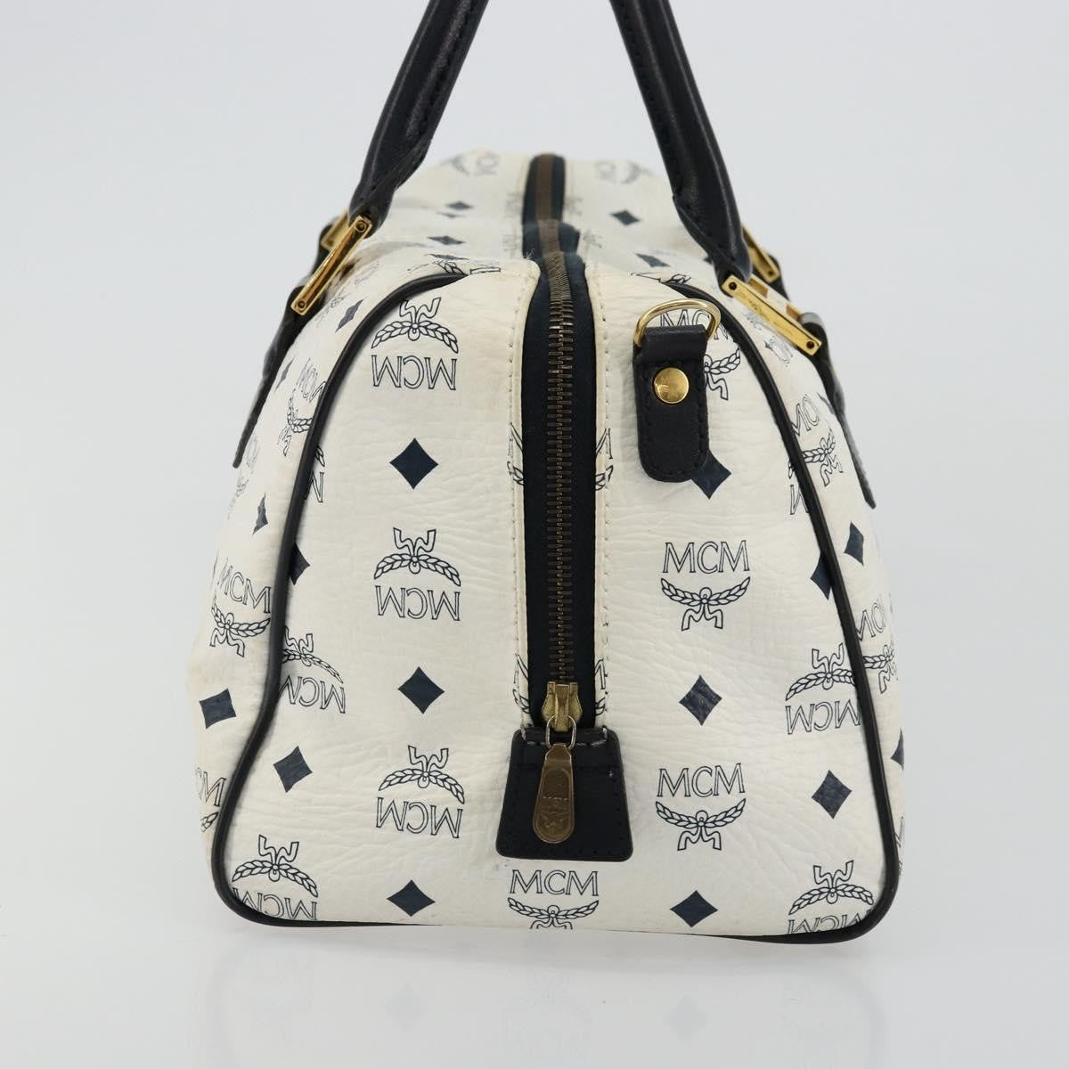 MCM Visetos Logogramme Leather White Leather Handbag (Pre-Owned)