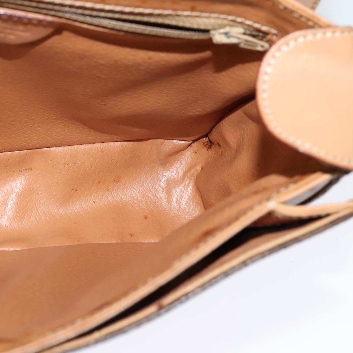Celine Vintage Macadam Circle Logo Canvas And Leather Brown Canvas Shoulder Bag Bag (Pre-Owned)