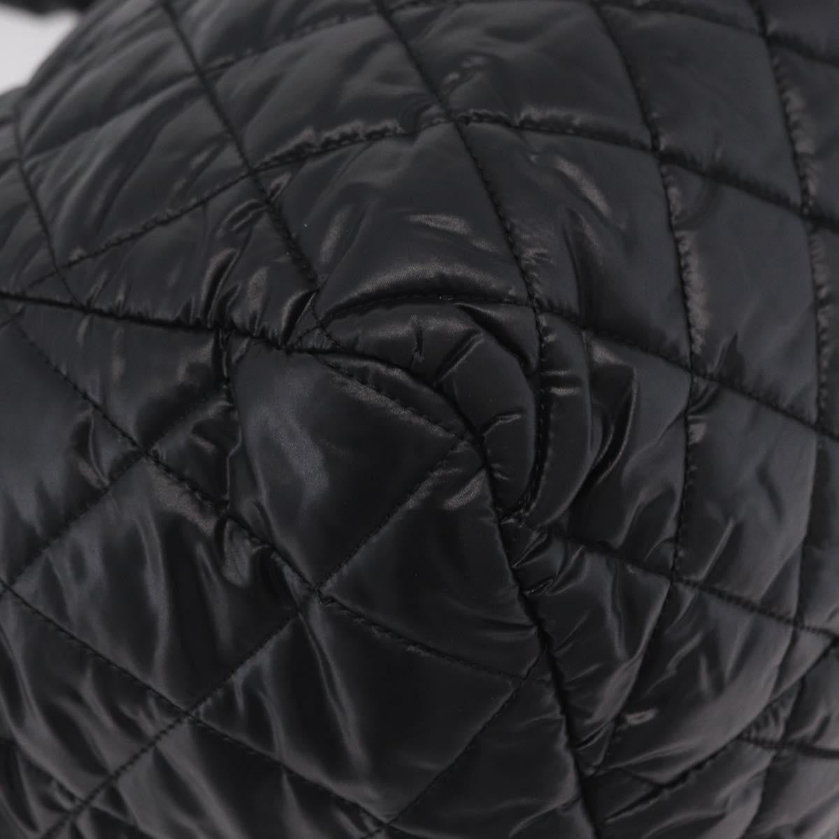 Chanel Coco Cocoon Bowling Quilted Nylon Black Nylon Handbag (Pre-Owned)