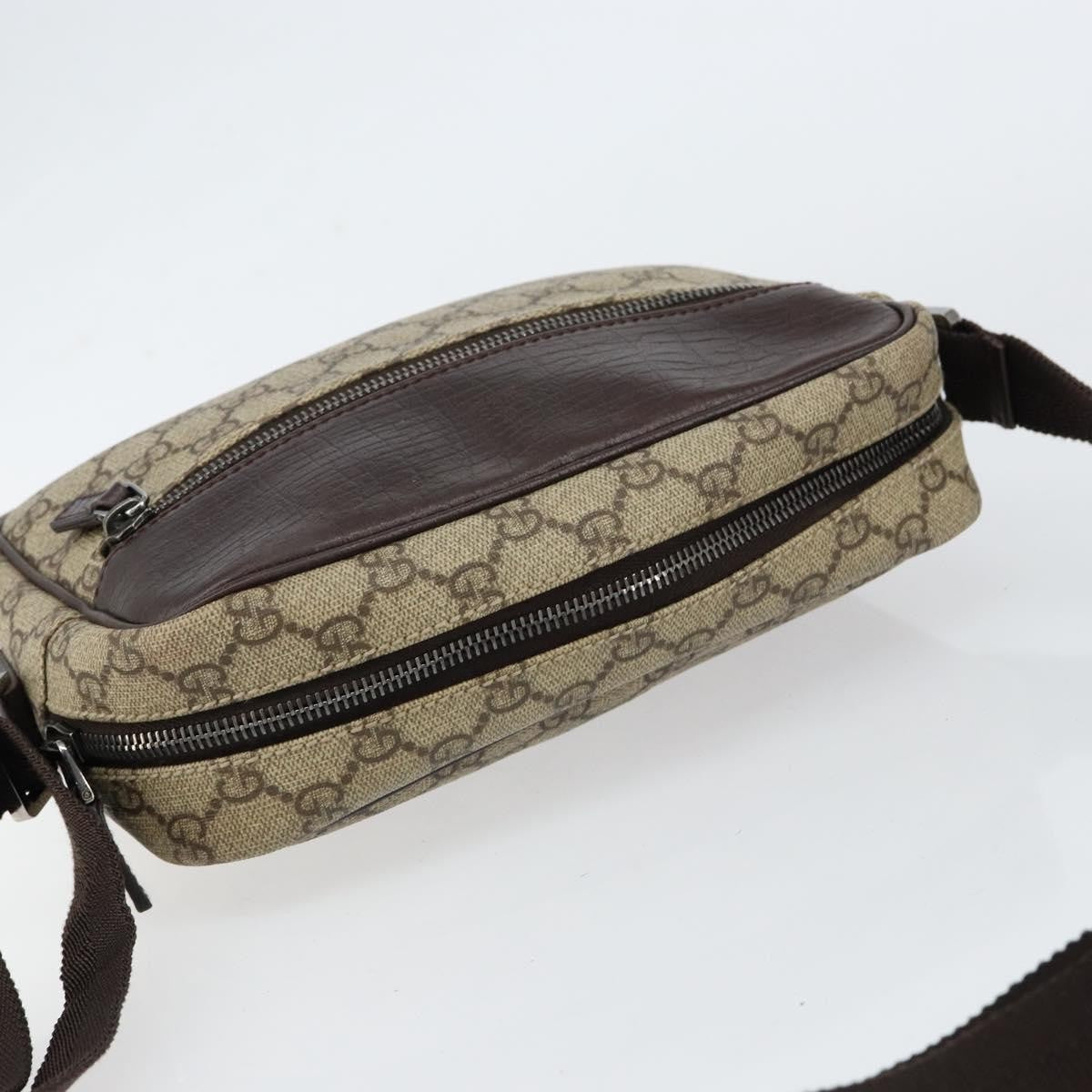 Gucci Front Zip Gg Coated Canvas With Leather Beige Canvas Crossbody Bag Bag (Pre-Owned)