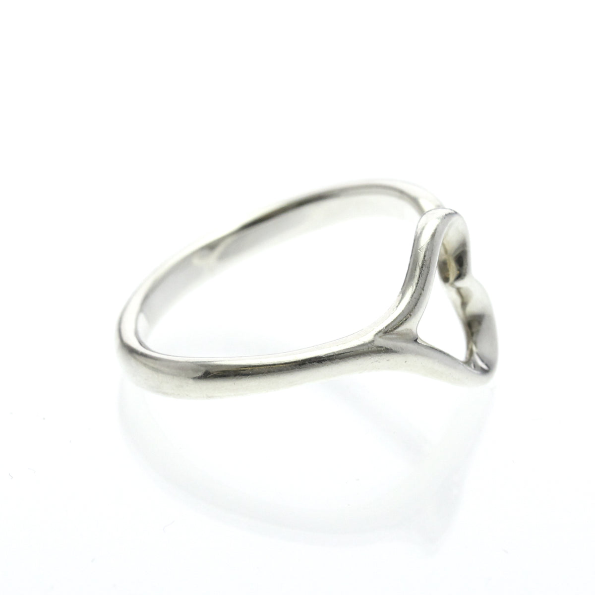 Tiffany & Co. Elsa Peretti Open Heart Silver 925 Silver Silver Ring Jewelry (Pre-Owned)
