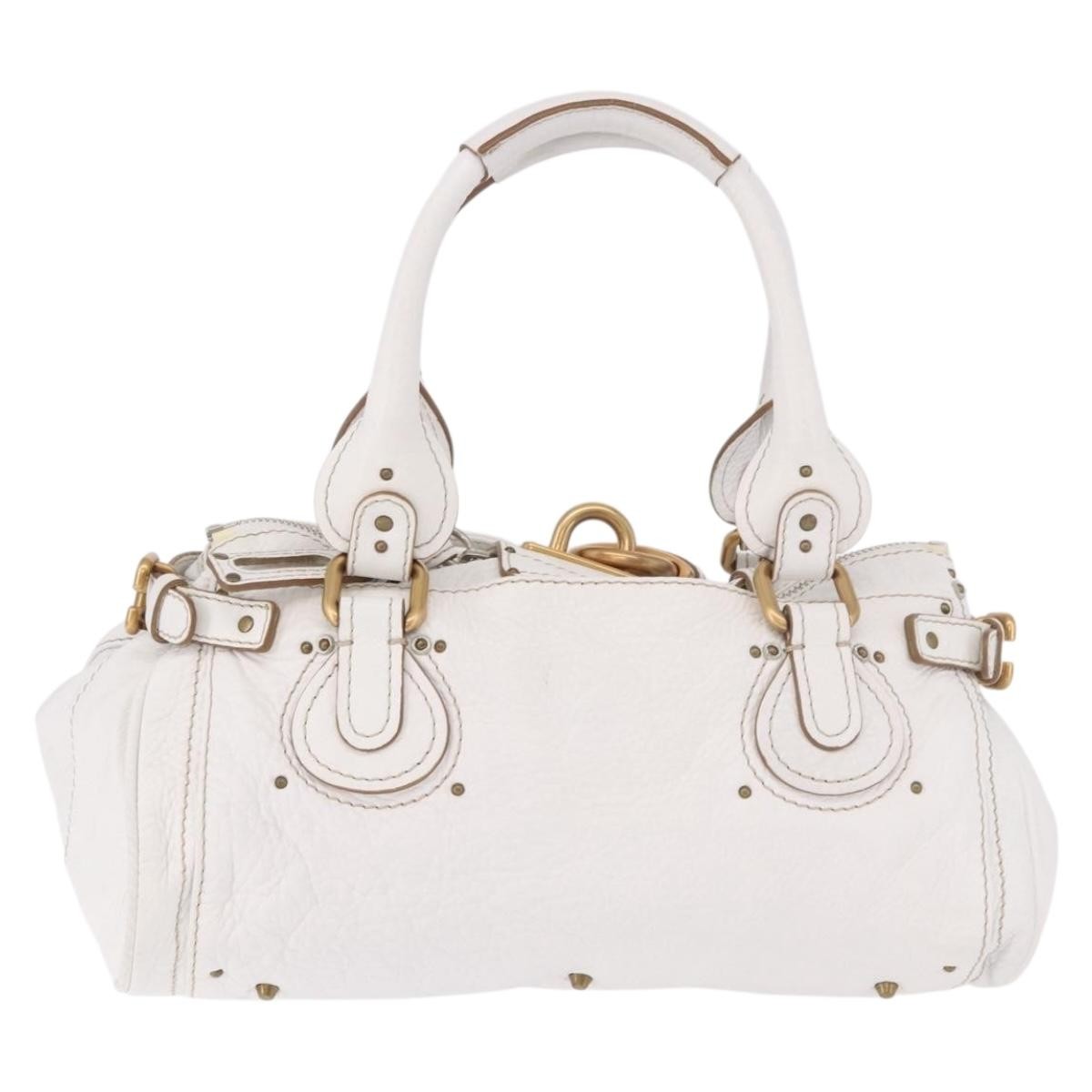 Chloe Paddington Lock Leather White Leather Handbag (Pre-Owned)