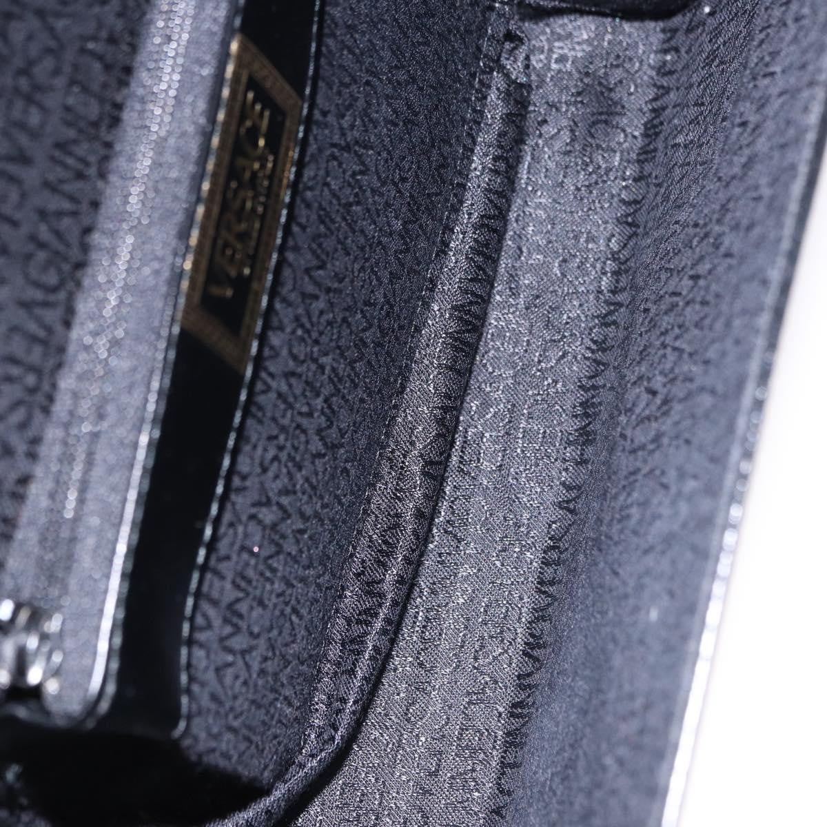Versace Vintage Leather Black Leather Handbag (Pre-Owned)