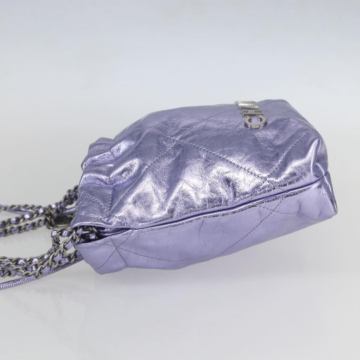 Chanel 22 Chain Hobo Quilted Calfskin Purple Leather Shoulder Bag Bag (Pre-Owned)
