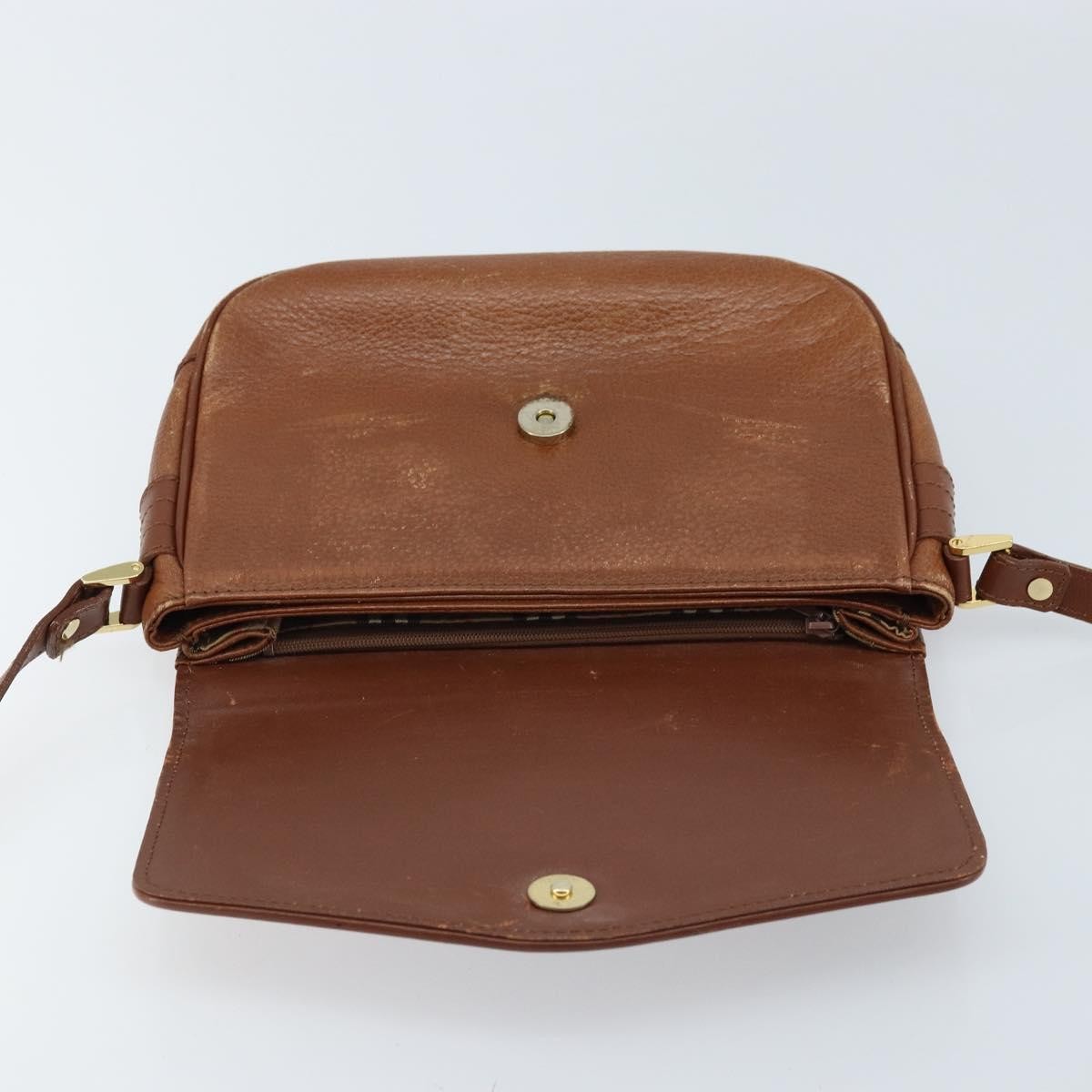 Burberry Flap Shoulder Leather Brown Leather Shoulder Bag Bag (Pre-Owned)