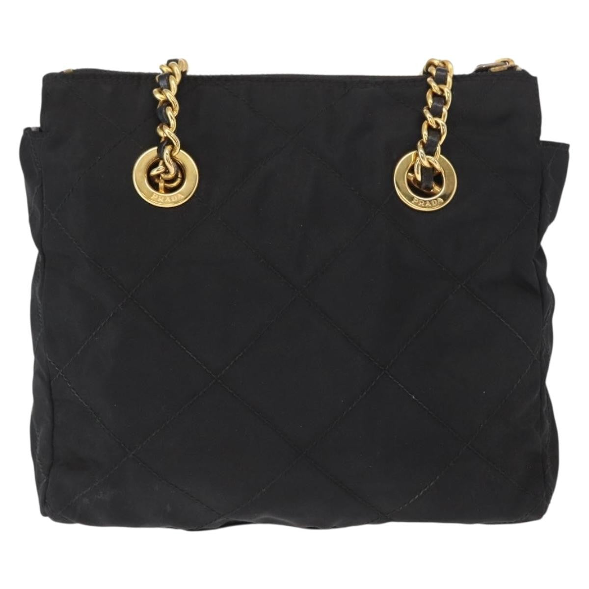 Prada Re-Edition 1995 Chain Tote Quilted Re-Nylon Black Nylon Shoulder Bag Bag (Pre-Owned)