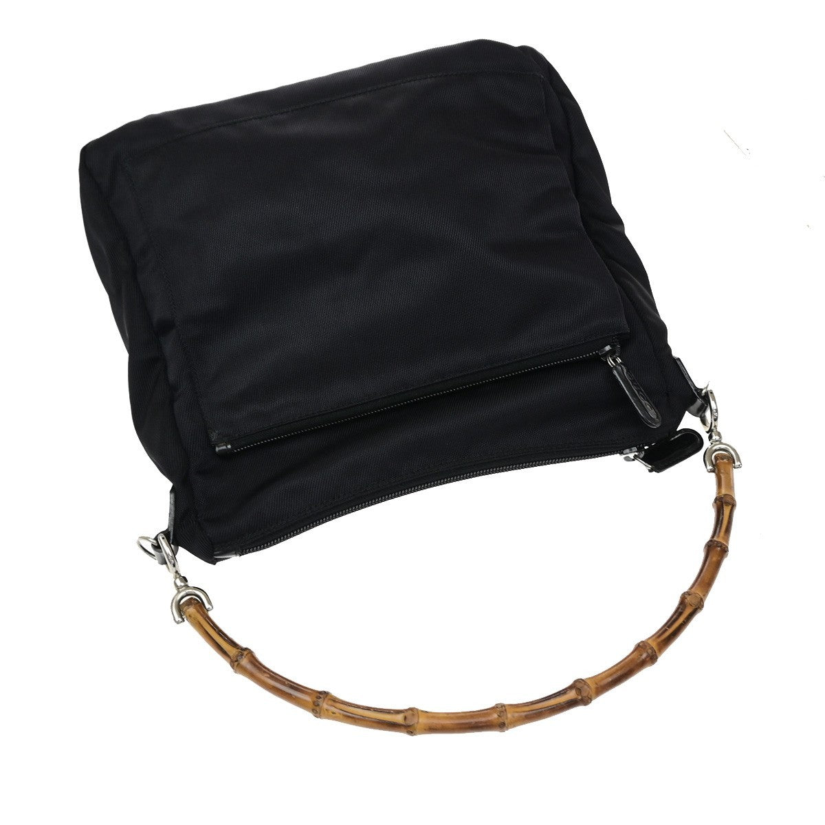 Gucci Sherry Bamboo Nylon Black Nylon Shoulder Bag Bag (Pre-Owned)