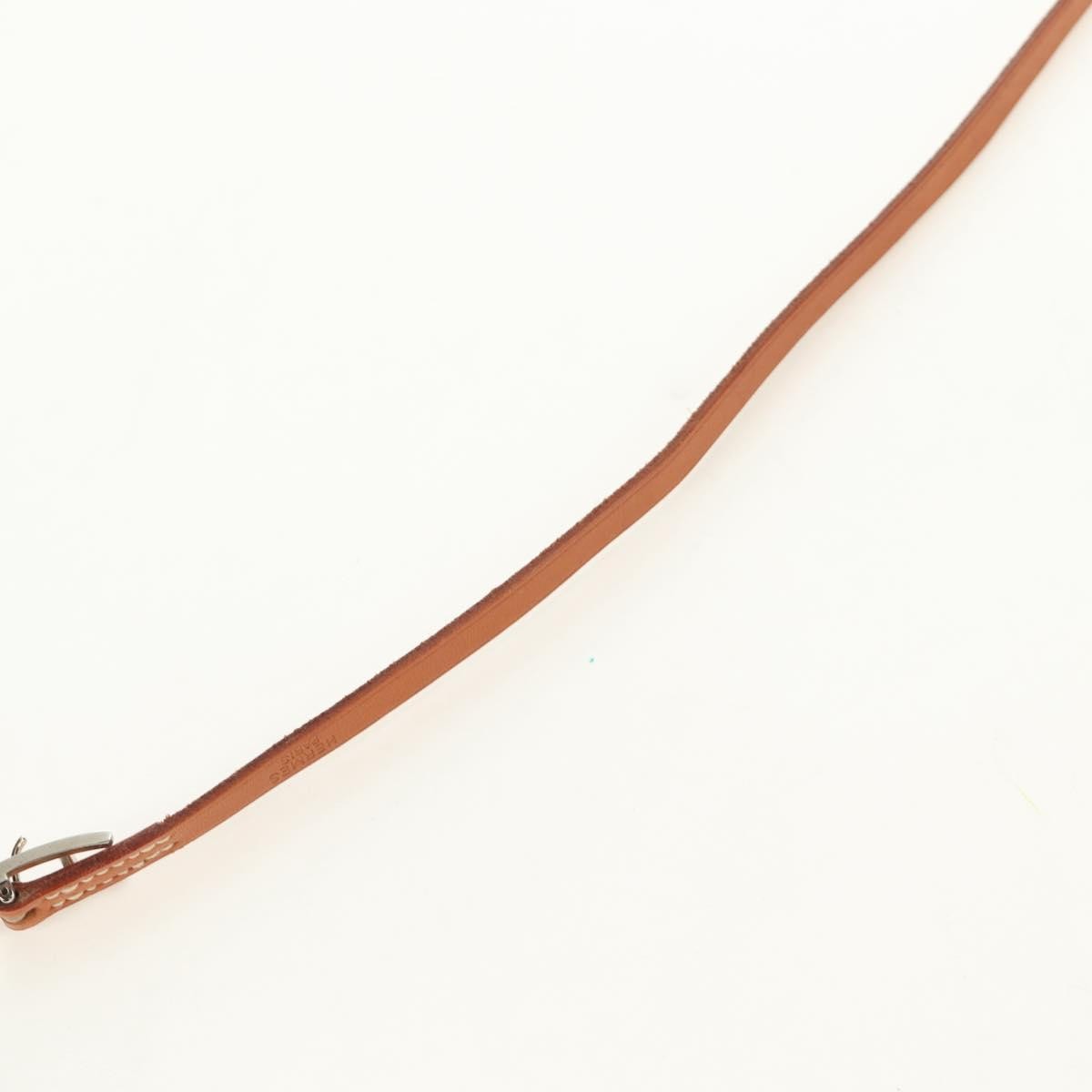 Hermes Hapi 3 Leather With Metal Brown Leather Bracelet Jewelry (Pre-Owned)