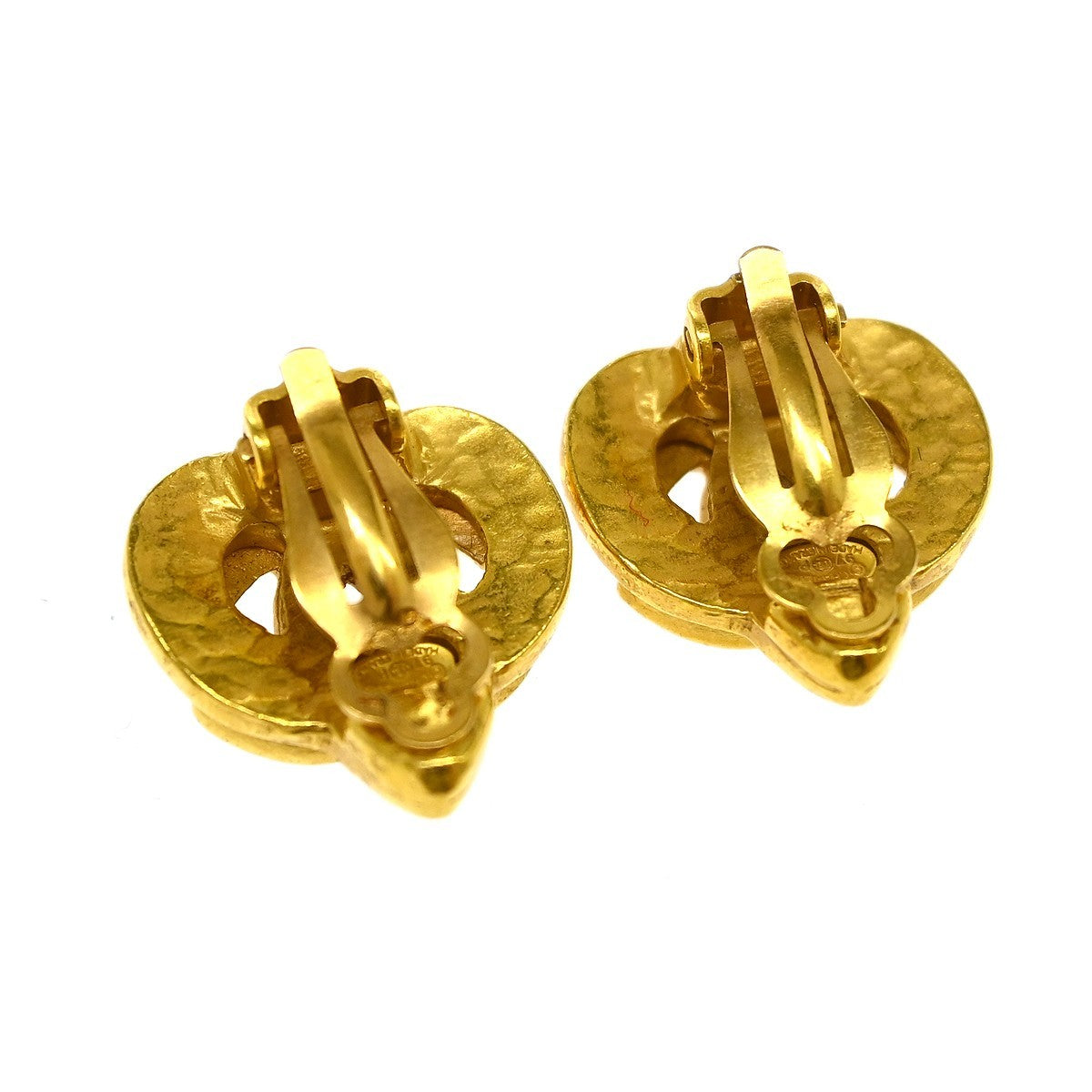 Chanel Vintage Cc Diamond Shape Clips-On Gold-Plated Gold Gold_Plated Earrings Jewelry (Pre-Owned)