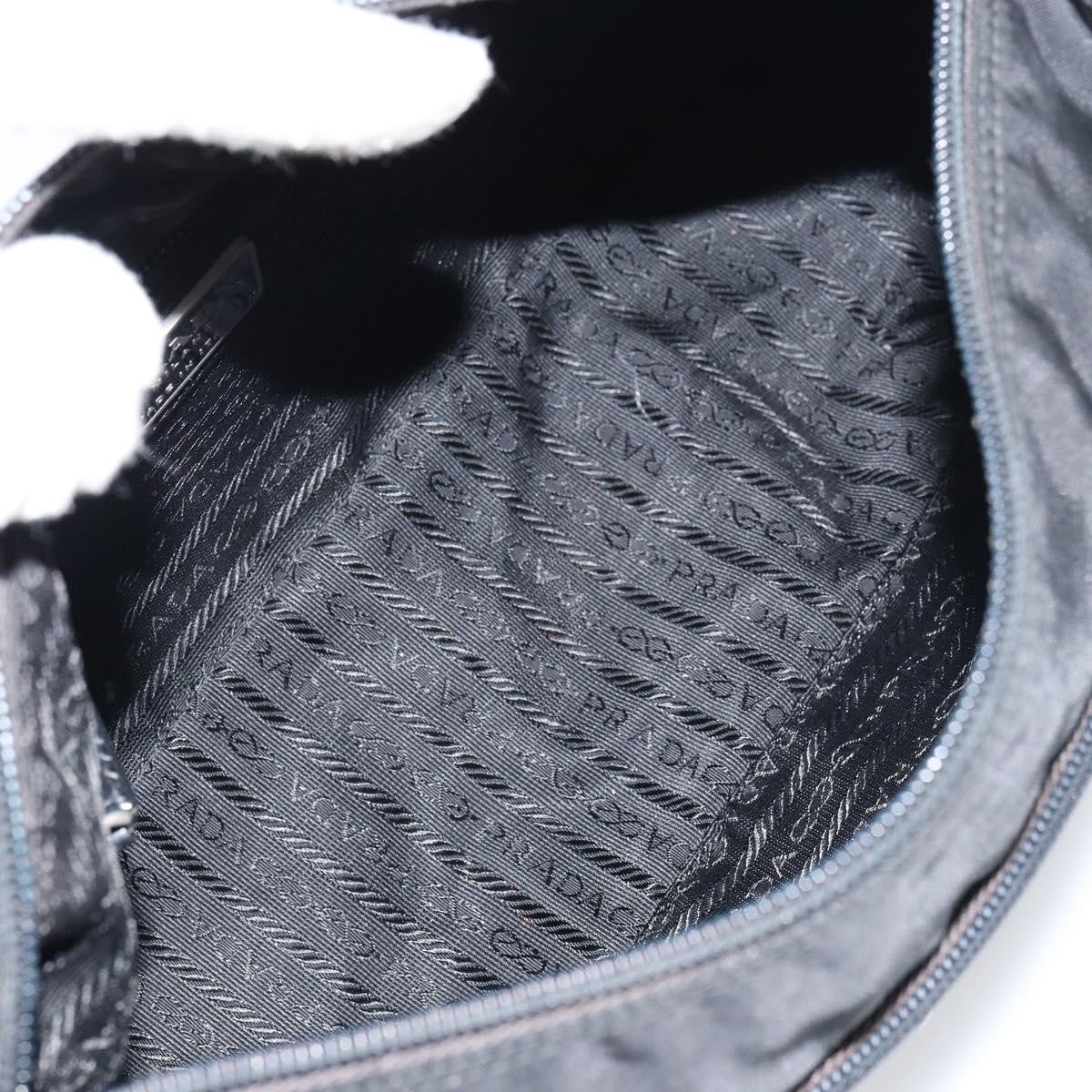 Prada Front Zip Messenger Quilted Tessuto Black Nylon Shoulder Bag Bag (Pre-Owned)