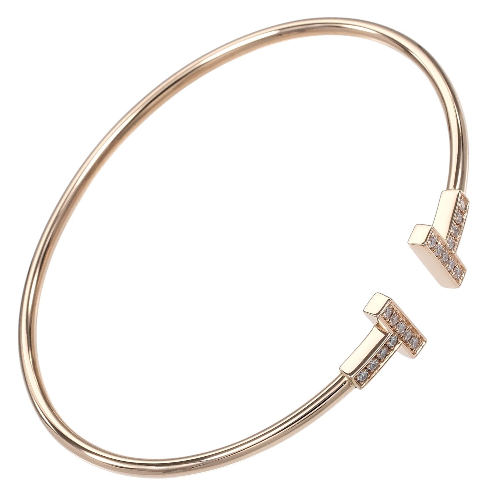 Tiffany & Co. T Wire 18K Rose Gold With Diamonds Gold Pink_Gold Bracelet Jewelry (Pre-Owned)