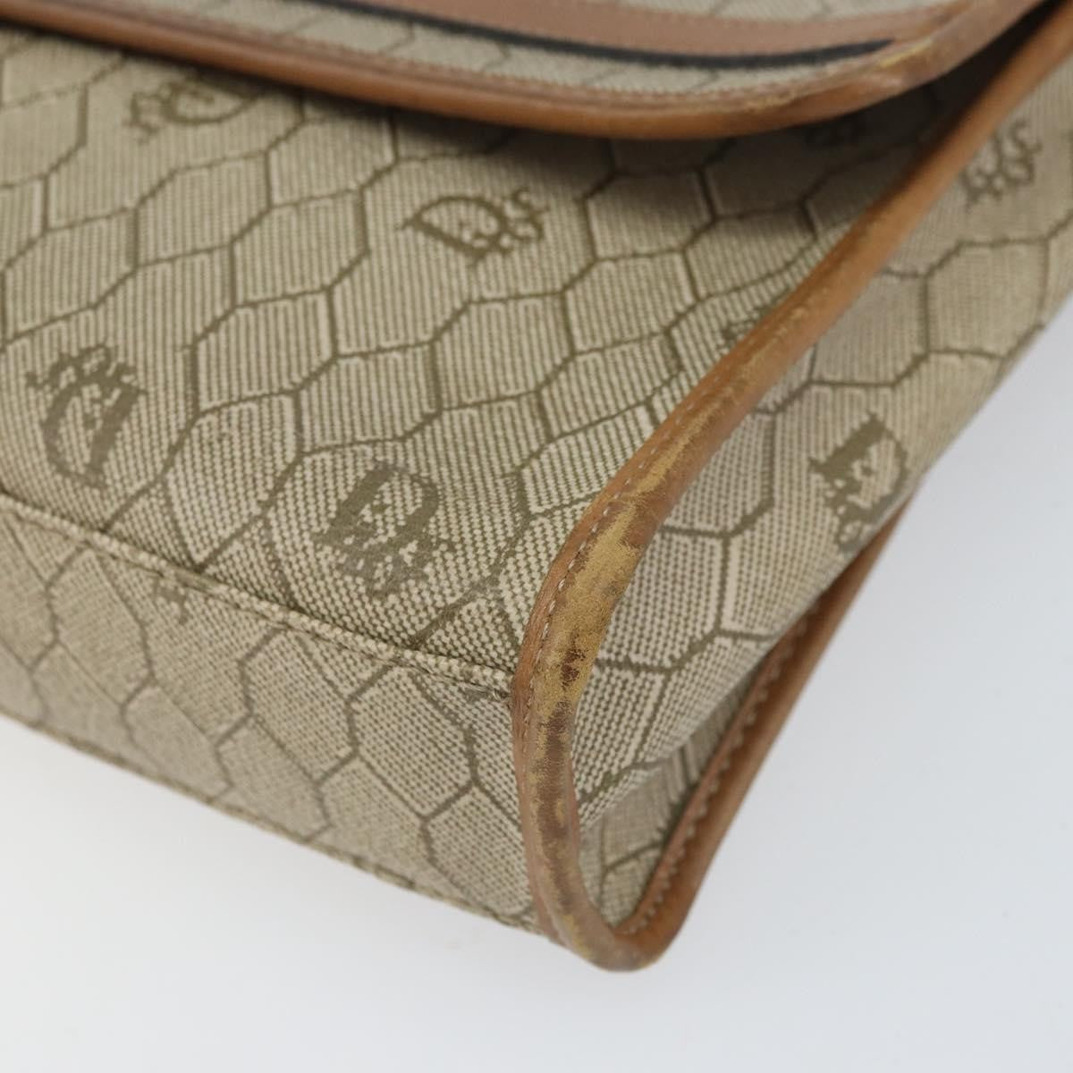 Christian Dior Vintage Honeycomb Canvas And Leather Beige Canvas Shoulder Bag Bag (Pre-Owned)