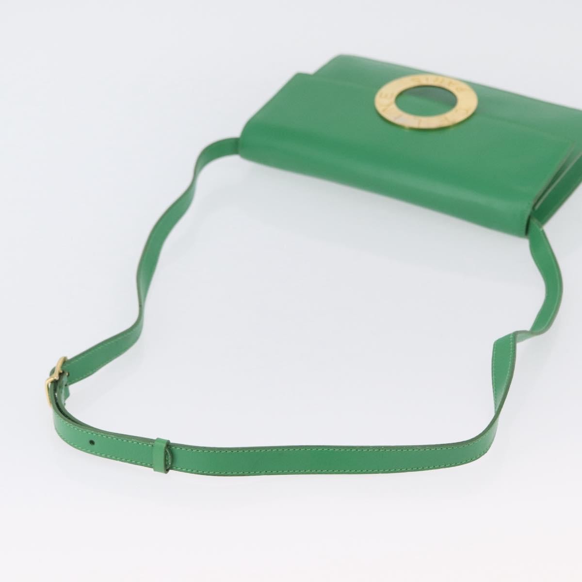 Celine Circle Logo Leather Green Leather Shoulder Bag Bag (Pre-Owned)