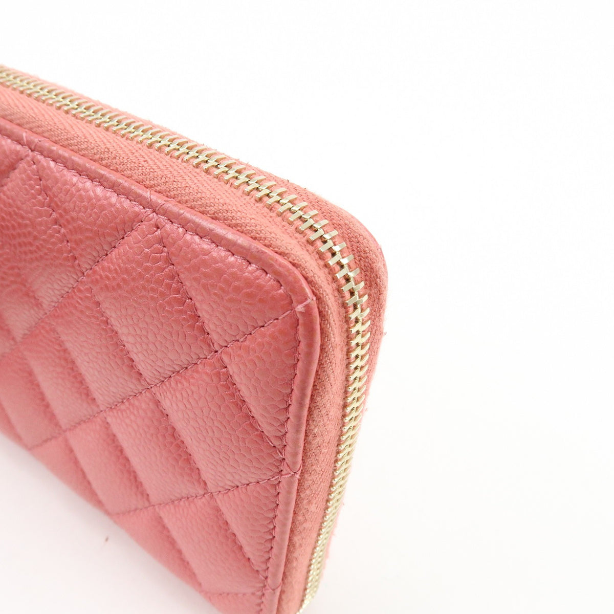 Chanel Zip Around Organizer Quilted Caviar Pink Leather Wallets Accessory (Pre-Owned)