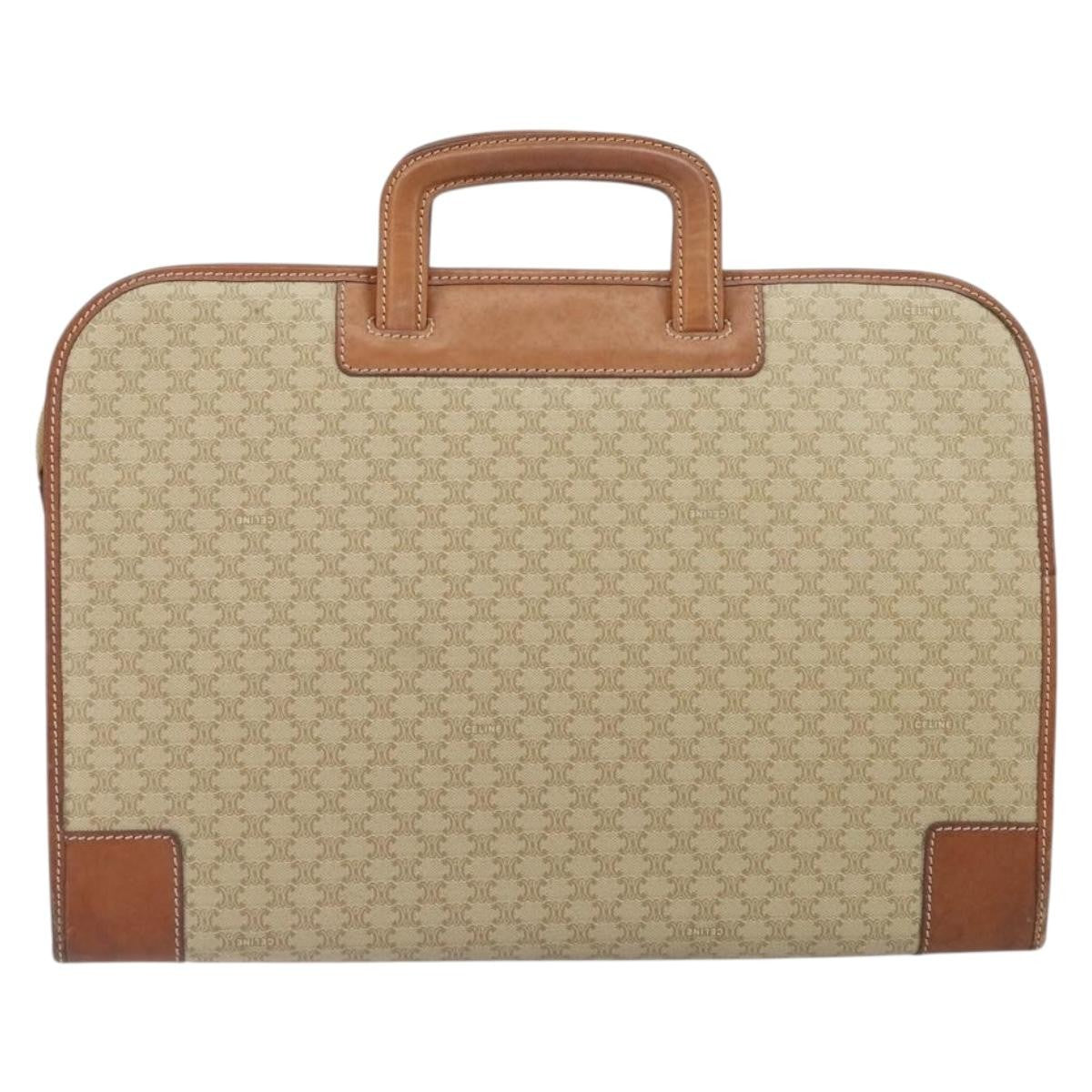 Celine Vintage Macadam Canvas Beige Canvas Handbag (Pre-Owned)