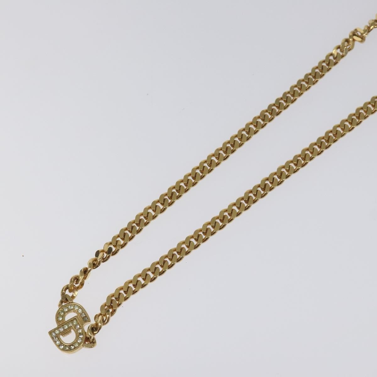 Christian Dior Cd Pendant Metal And Crystals Gold Metal Necklace Jewelry (Pre-Owned)