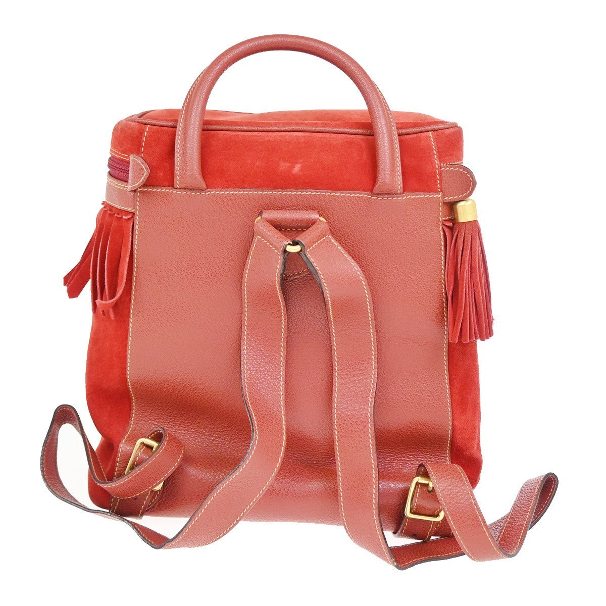 Gucci Vintage Backpack Suede Red Suede Backpack Bag (Pre-Owned)