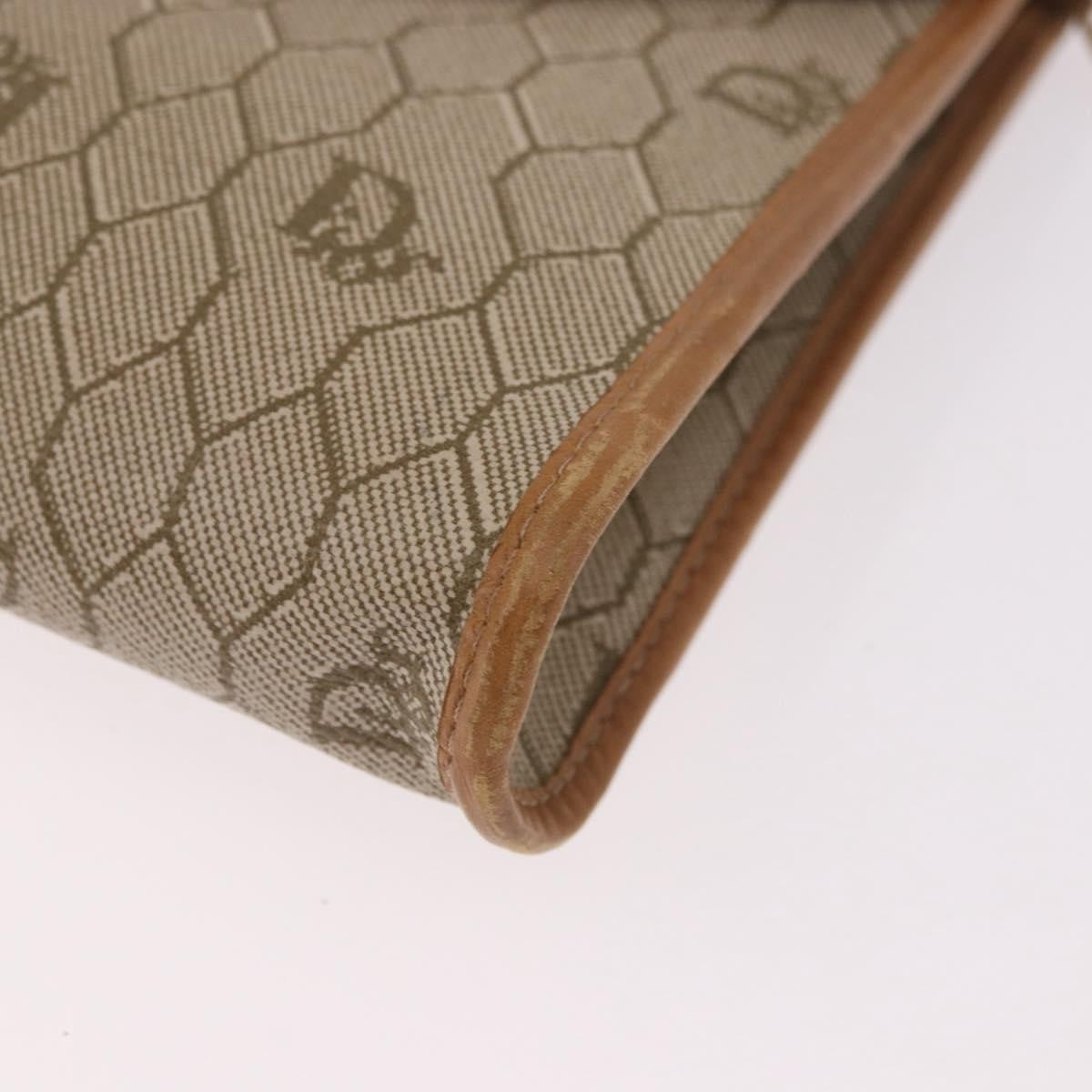 Christian Dior Vintage Honeycomb Chain Canvas Beige Canvas Shoulder Bag Bag (Pre-Owned)
