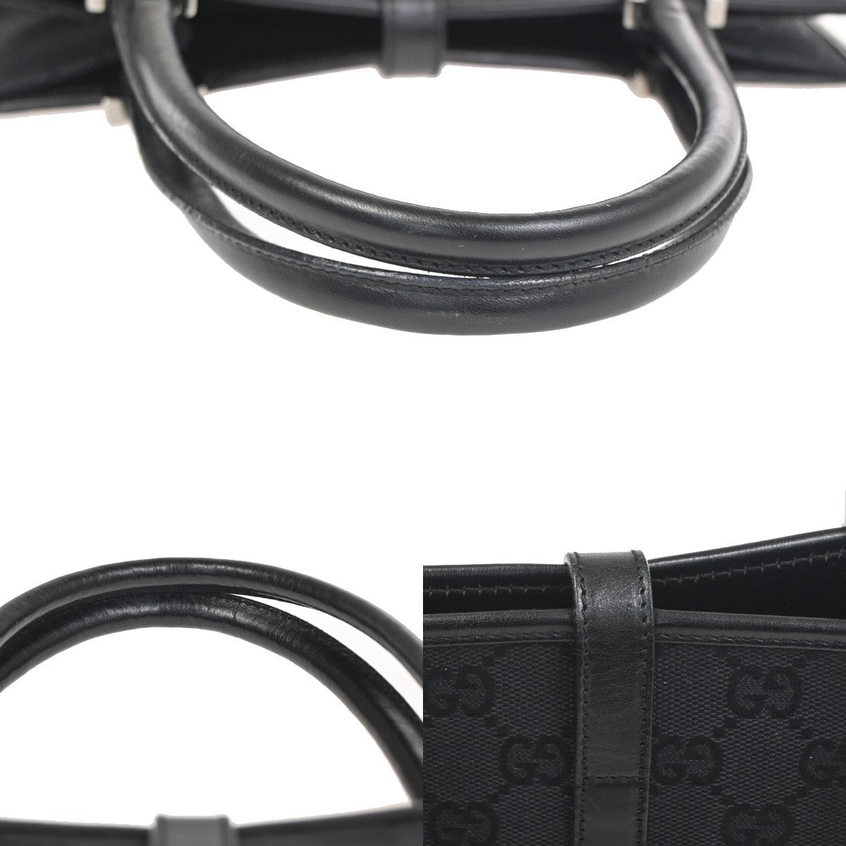 Gucci Jackie Tote Gg Canvas And Leather Black Canvas Handbag (Pre-Owned)
